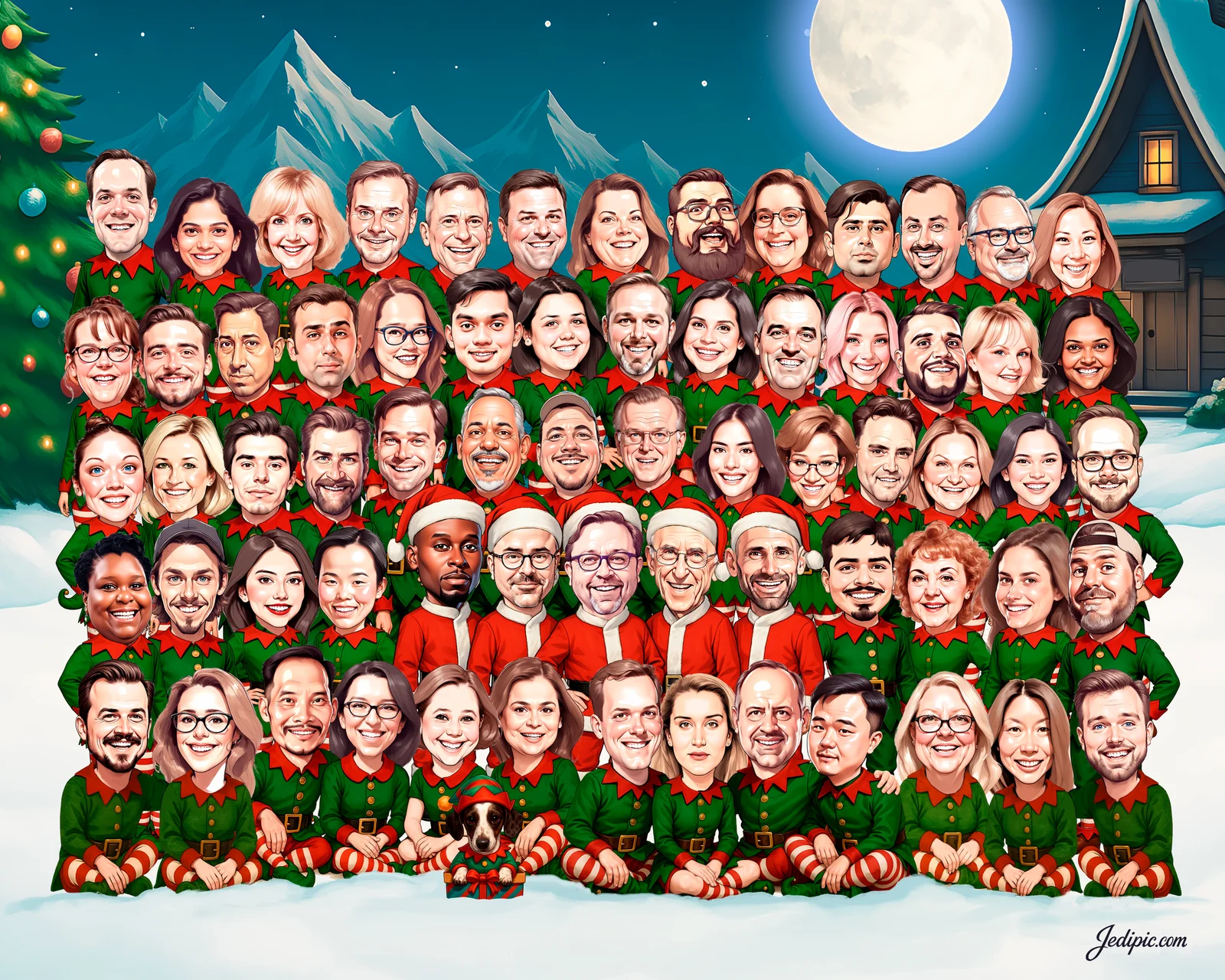Custom Corporate Team Caricature from Photo - Founders Day Lineup Cofounder Appreciation Gift