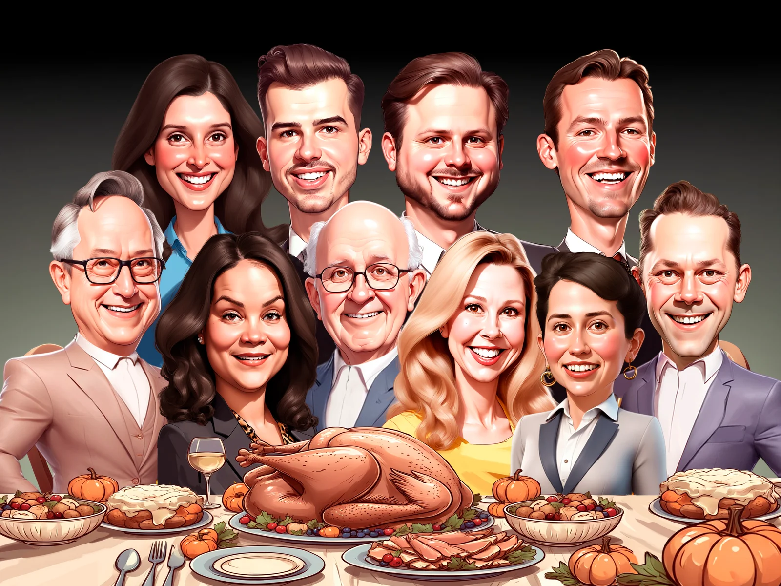 Custom Family Caricature from Photo - Whole Family Portrait Family Gift