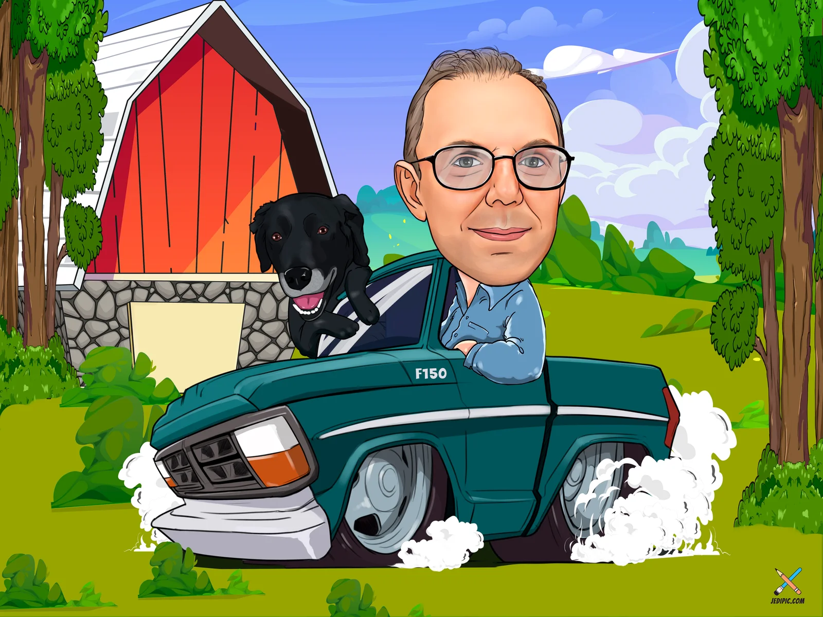 Custom Pet and Owner Caricature from Photo - Owner and Best Dog Pet Lover Gift