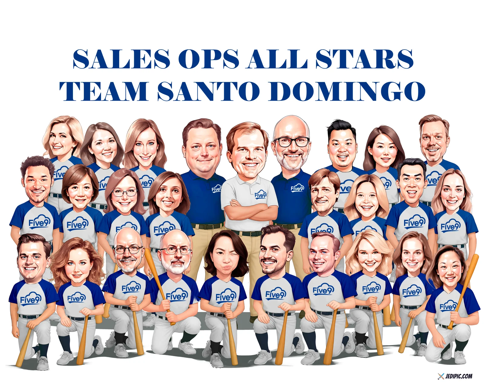 Custom Corporate Team Caricature from Photo - Remote Team Zoom Grid Distributed Team Gift