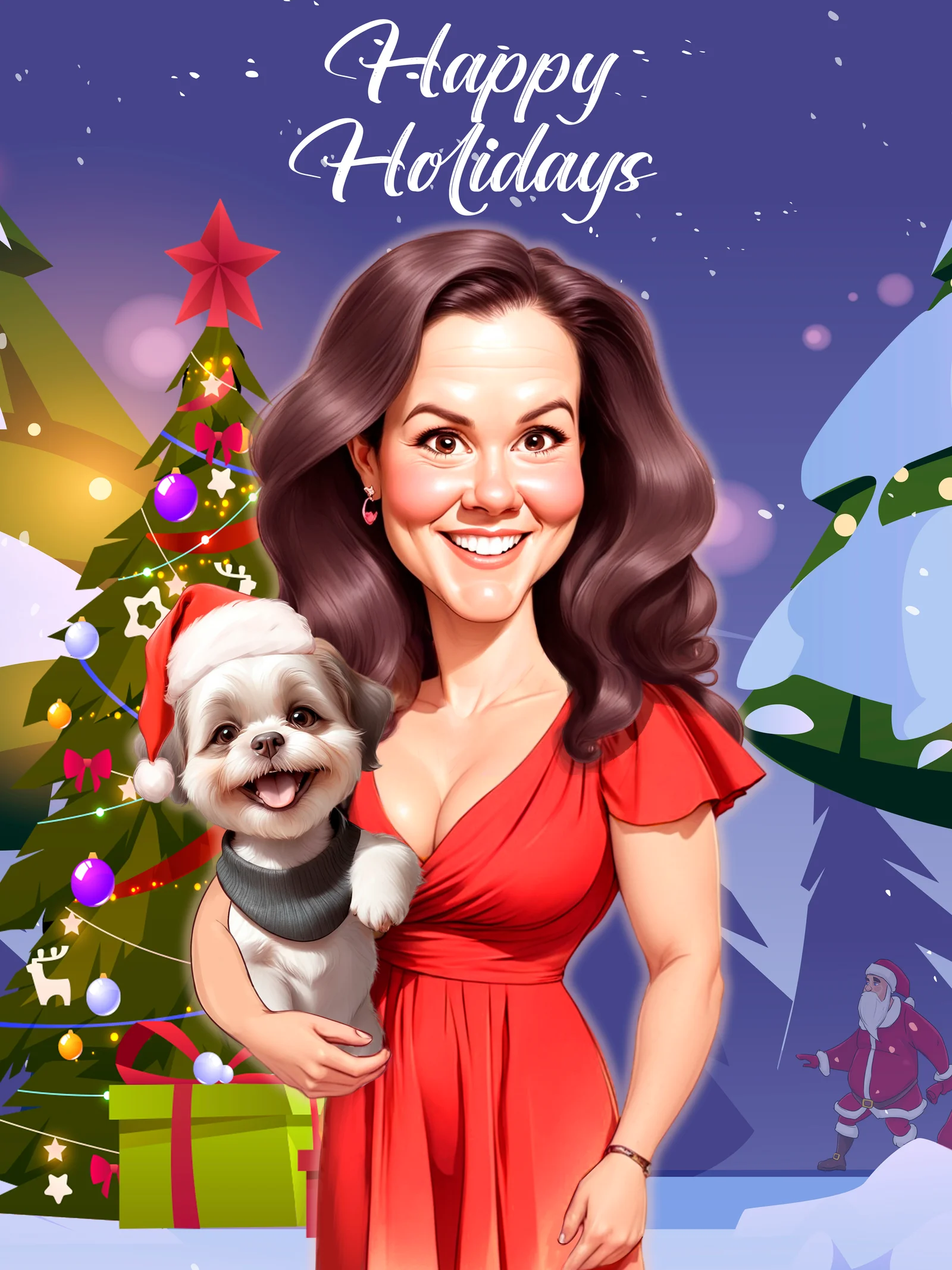 Custom Pet and Owner Caricature from Photo - Pup and Person Dog Mom Gift