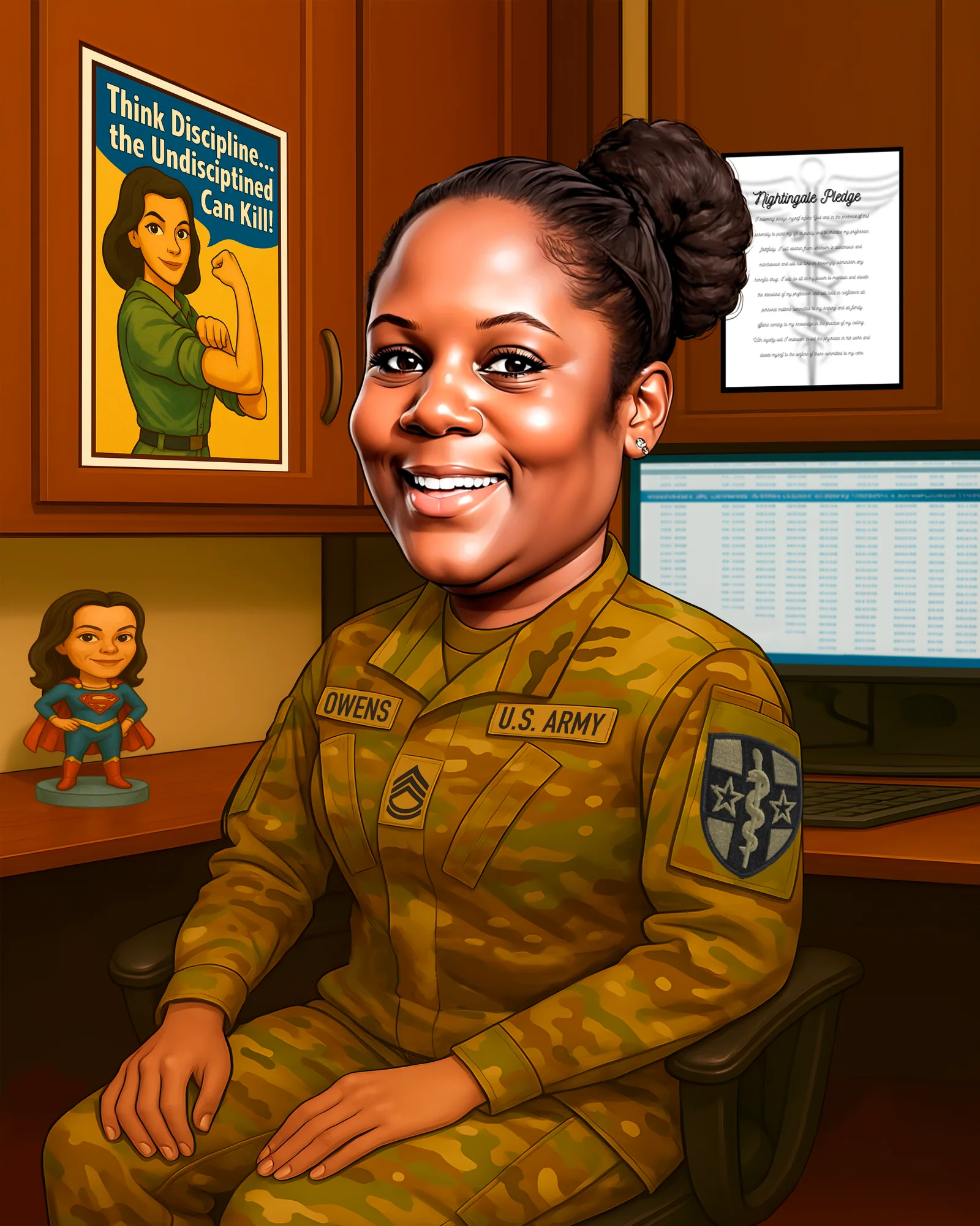 Custom Army Caricature from Photo - Camo Squad Portrait Soldier Squad Gift