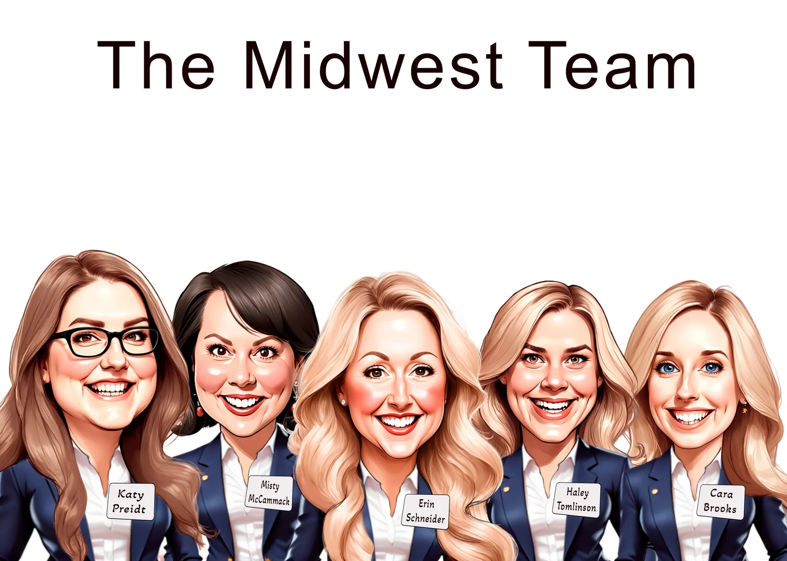 Custom Corporate Team Caricature from Photo - Quarterly Awards Night Top Performer Team Gift