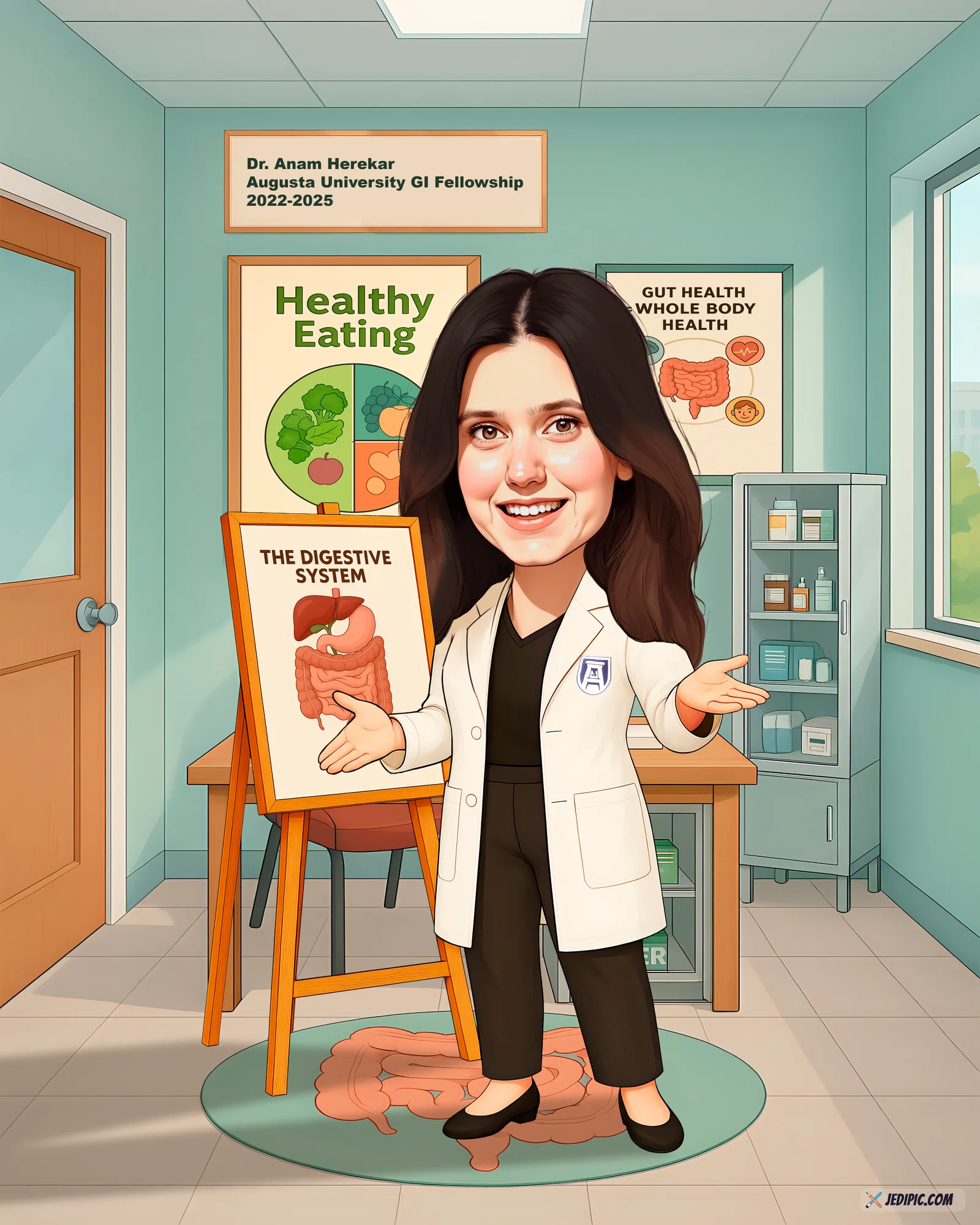 Custom Doctor Caricature from Photo - Doctor White Coat Portrait Doctor Appreciation Gift