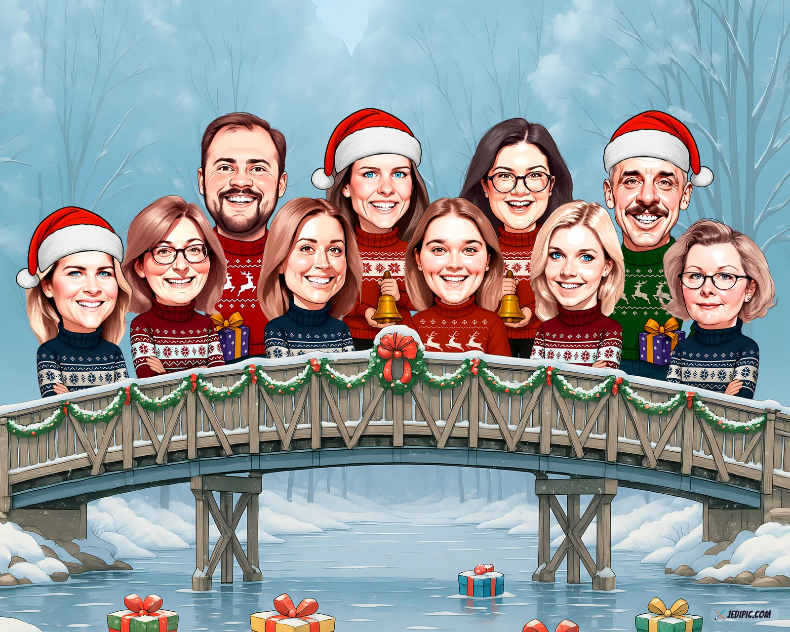 Custom Corporate Team Caricature from Photo - Engineering Standup Dev Team Appreciation Gift
