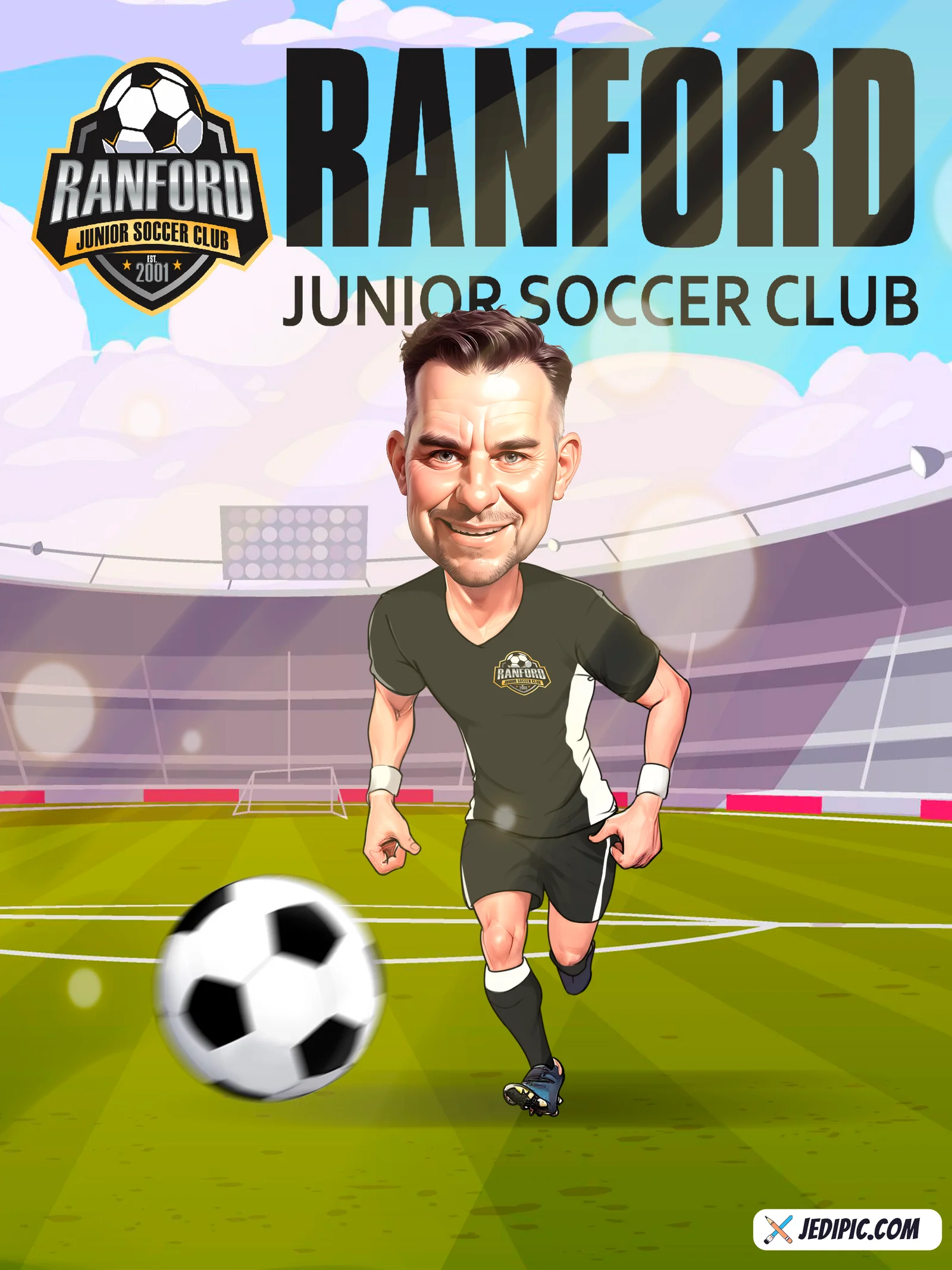 Custom Soccer Caricature from Photo - Football Star Portrait Football Fan Gift