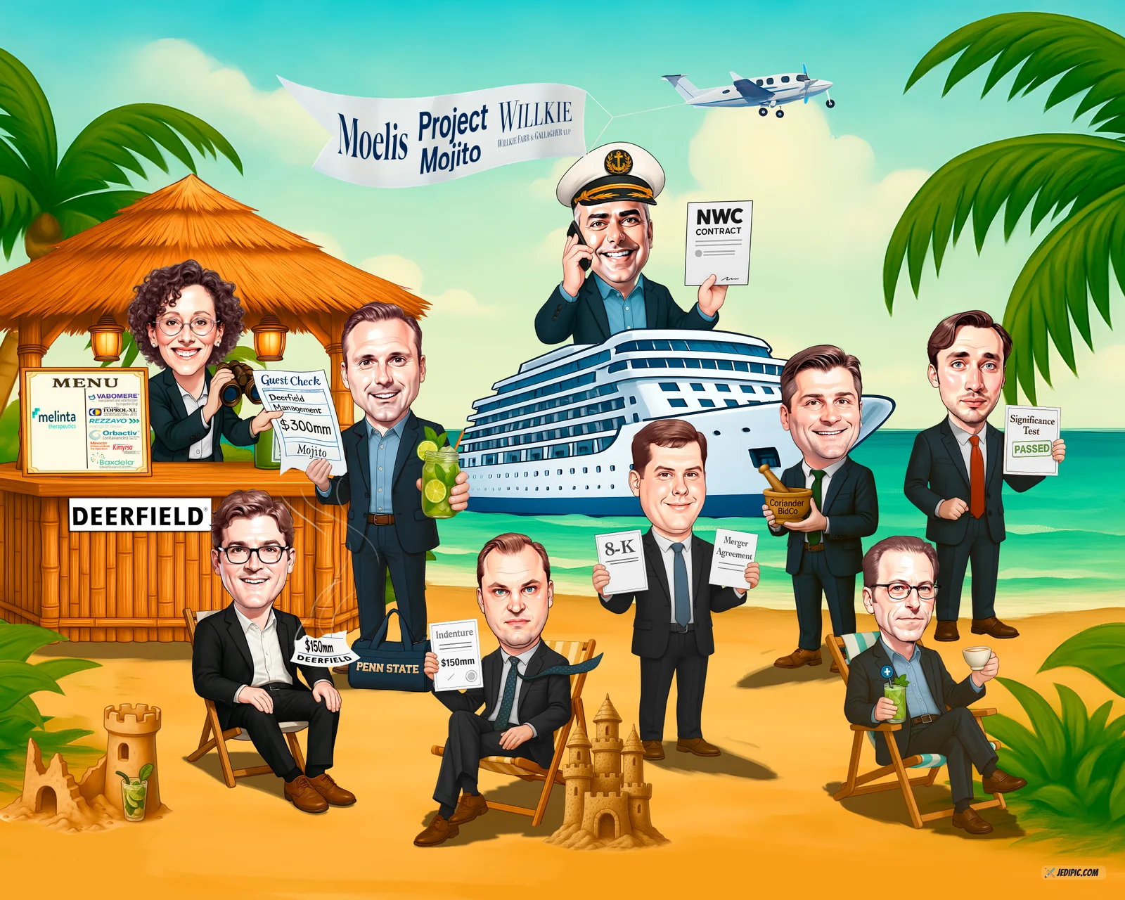 Custom Corporate Team Caricature from Photo - Leadership Offsite Leadership Team Gift