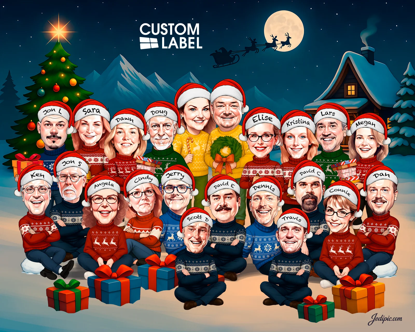 Custom Corporate Team Caricature from Photo - Retreat Group Hike Company Retreat Gift