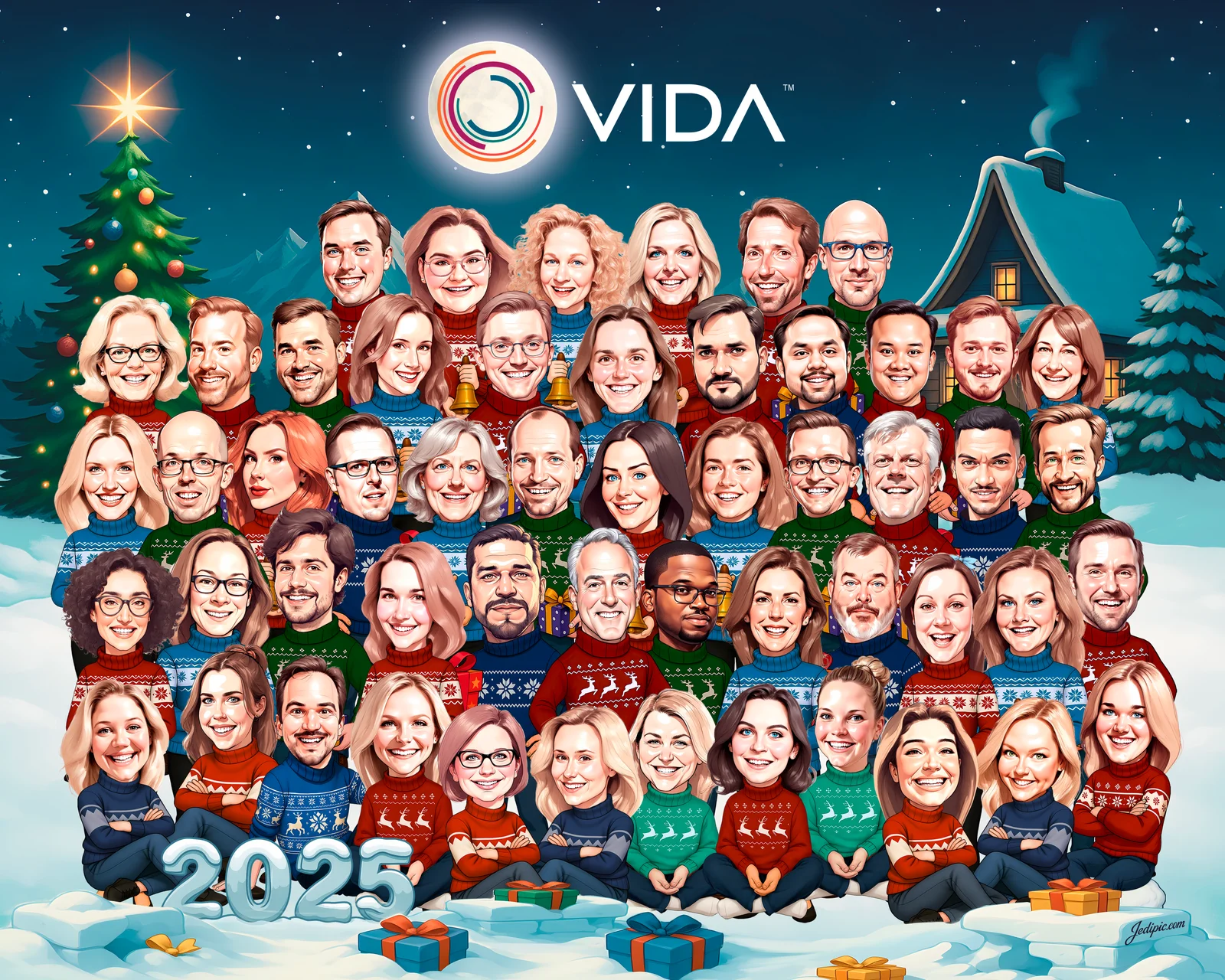 Custom Corporate Team Caricature from Photo - Merger Announcement Integration Team Gift
