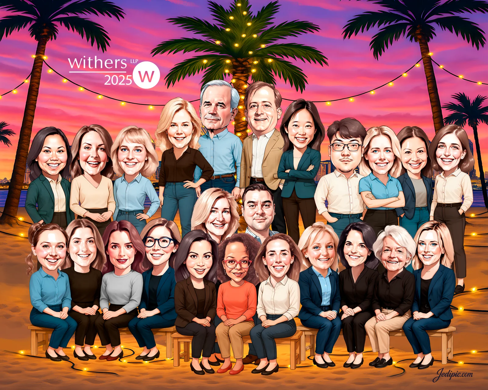 Custom Corporate Team Caricature from Photo - Investor Pitch Day Founding Team Gift