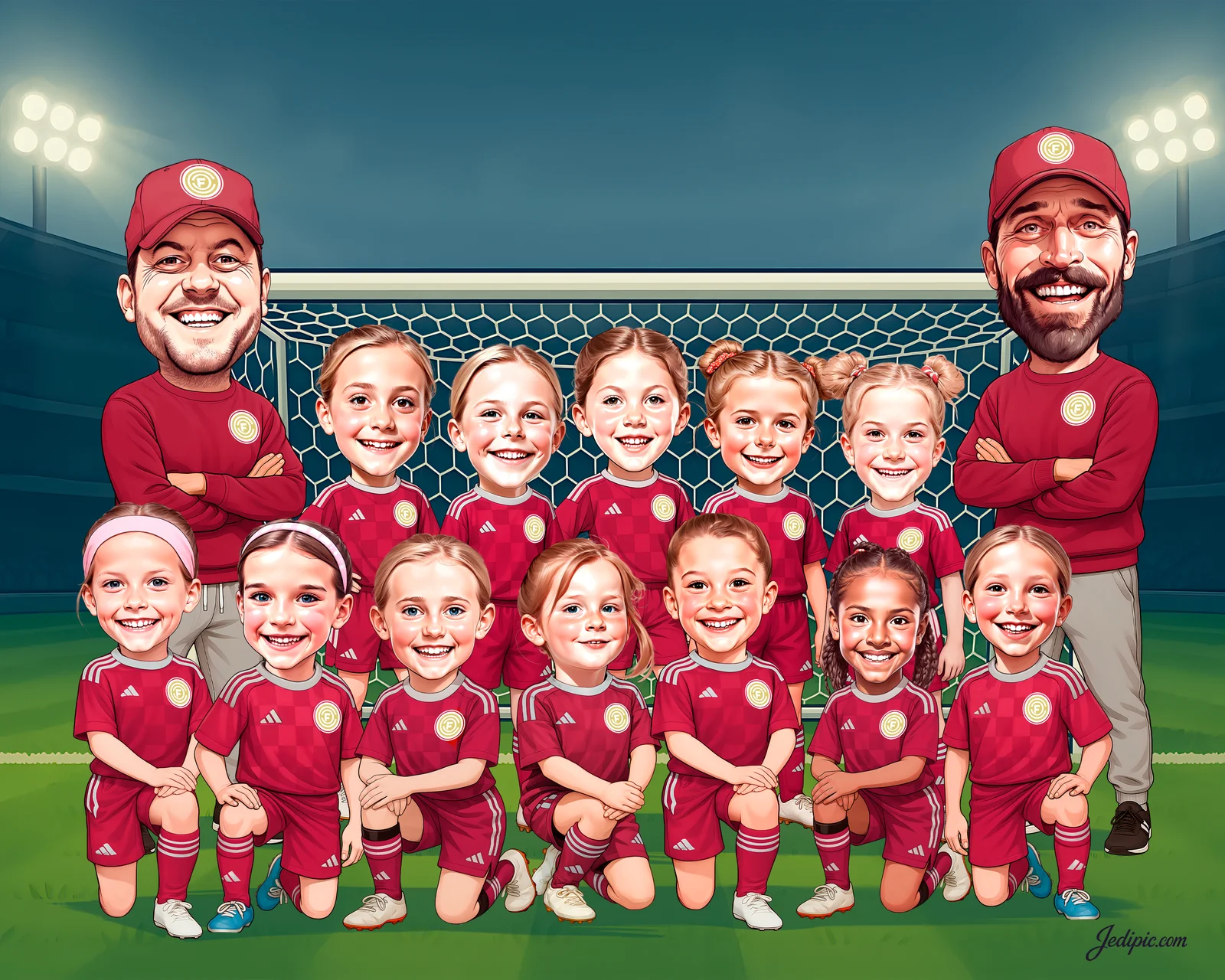 Custom Soccer Caricature from Photo - Youth Soccer Squad Coach Gift