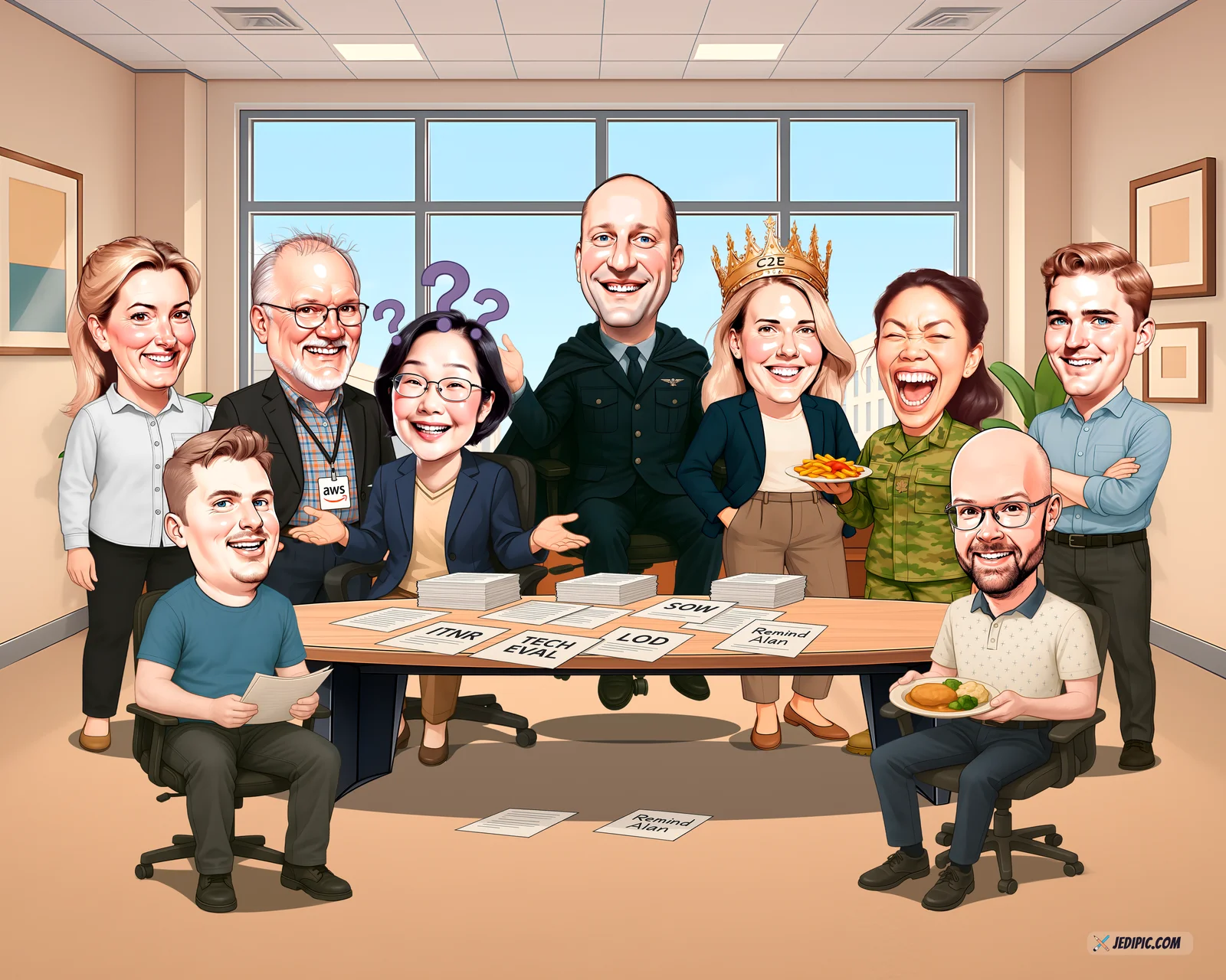Custom Office Team Caricature from Photo — Workplace Crew Cartoon Group Personalized Coworker Gift