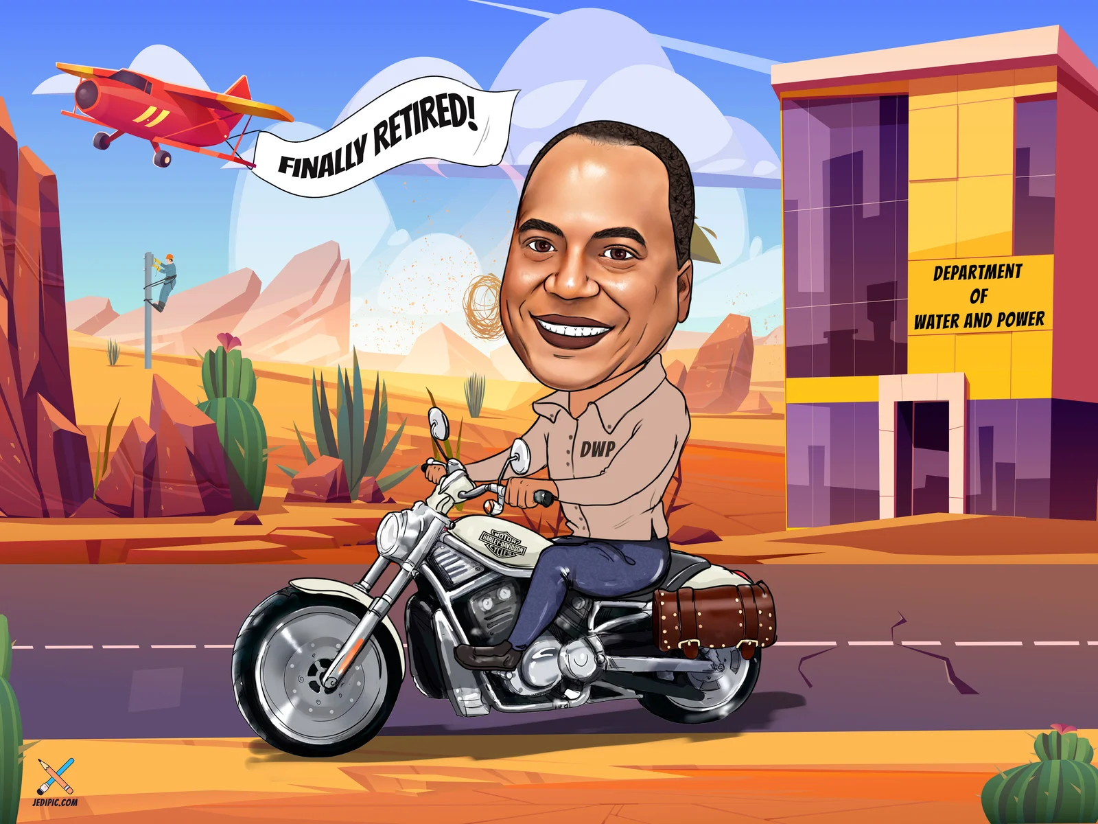 Custom Retirement Caricature from Photo — Career Send Off Cartoon Portrait Personalized Retiree Gift