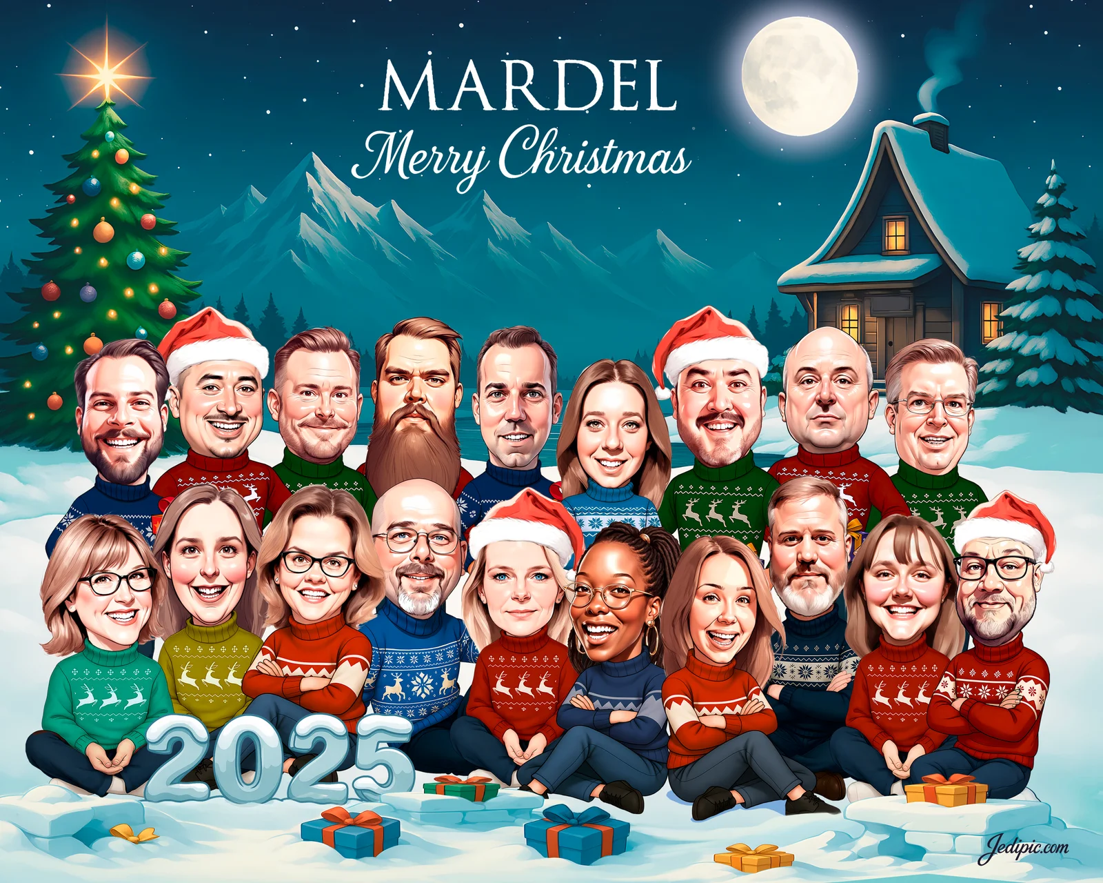 Custom Office Crew Caricature from Photo — Business Team Cartoon Group Portrait Personalized Gift