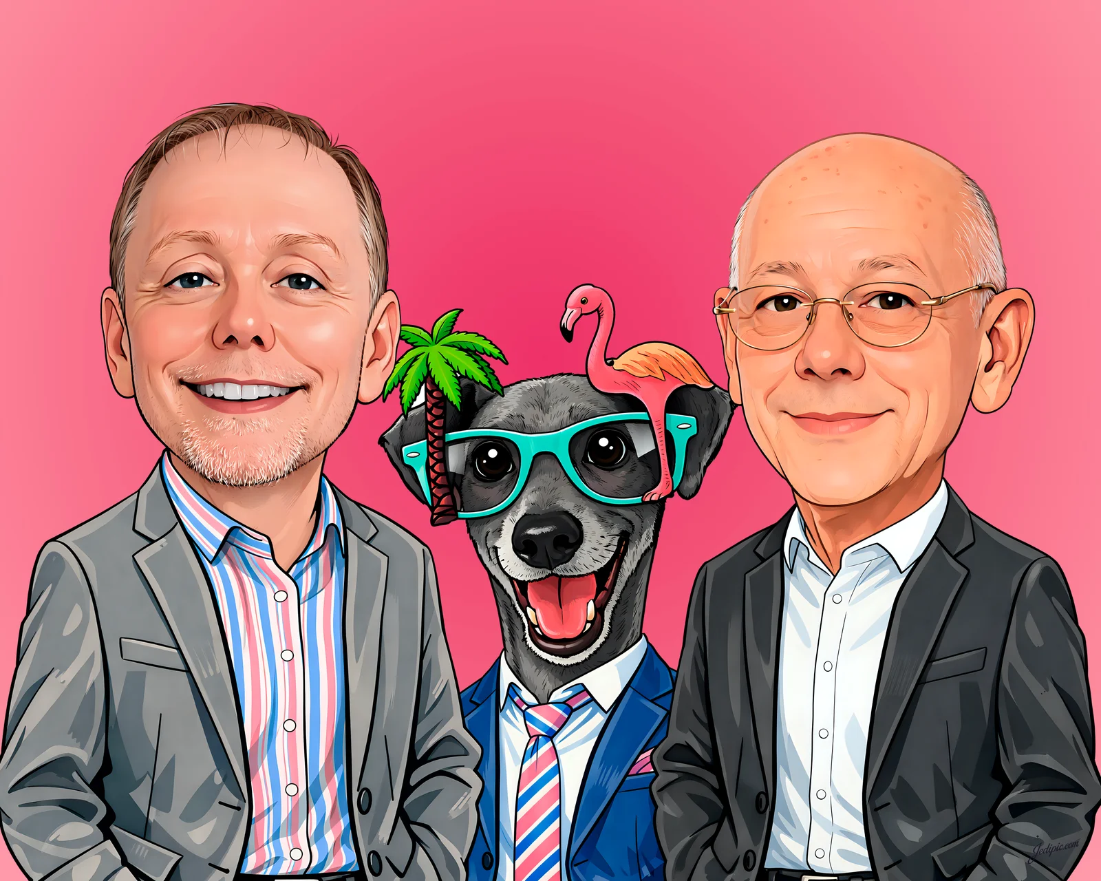 Custom Cat and Human Caricature from Photo — Whiskered Sidekick Cartoon Portrait Gift