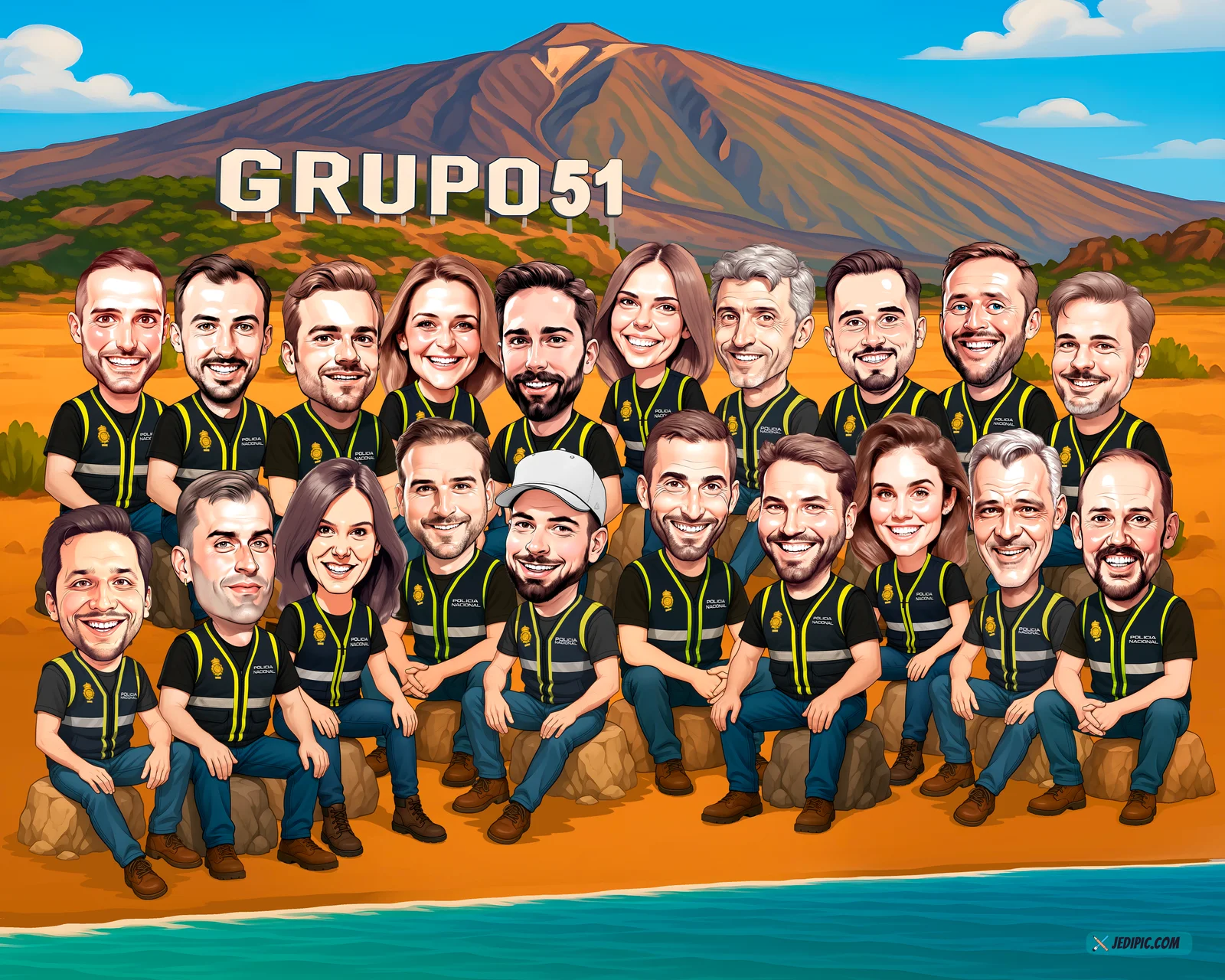 Custom Business Team Caricature from Photo — Startup Crew Cartoon Group Portrait Personalized Gift