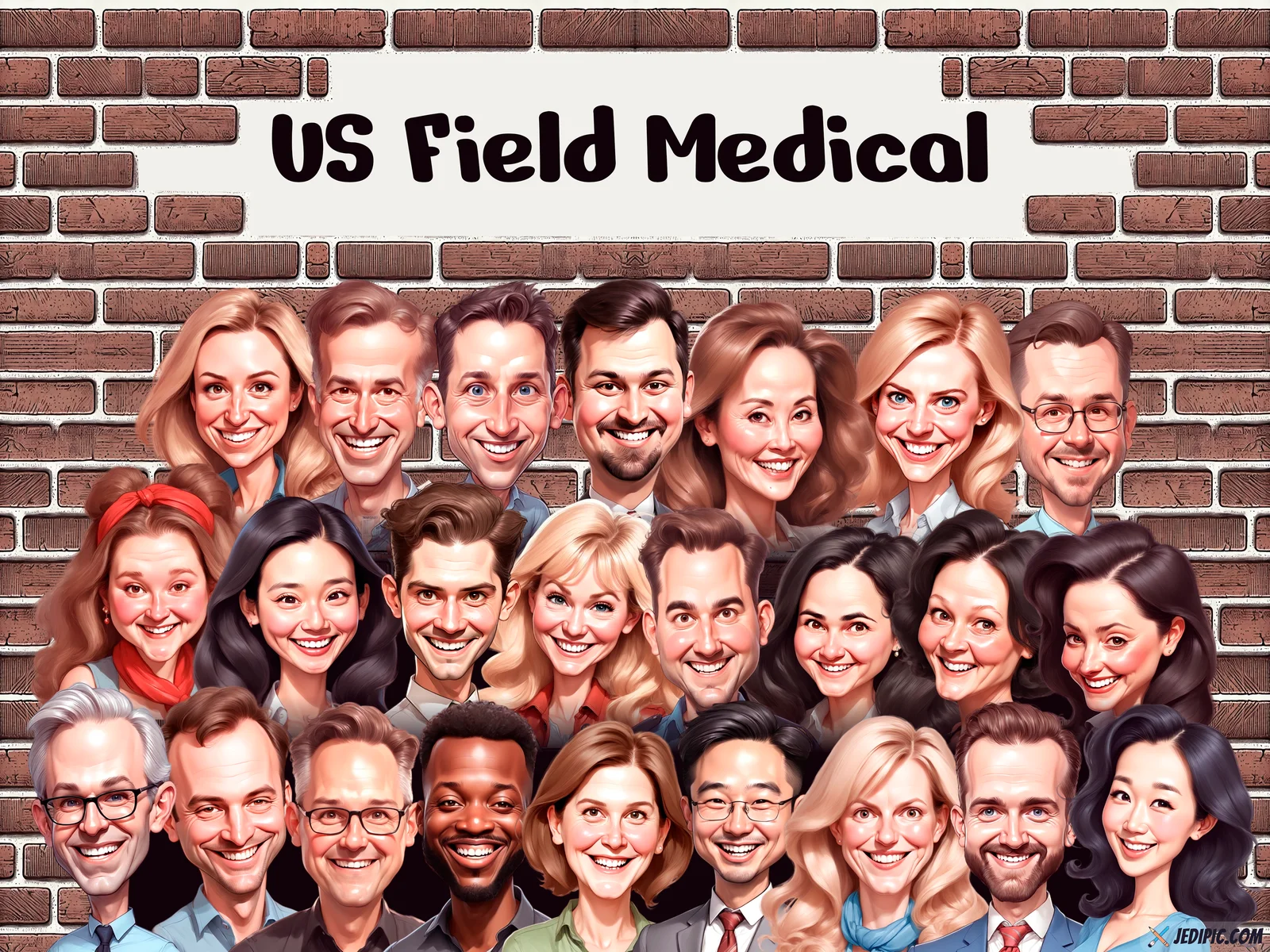 Custom Team Portrait Caricature from Photo — Colleagues in Character Group Personalized Gift