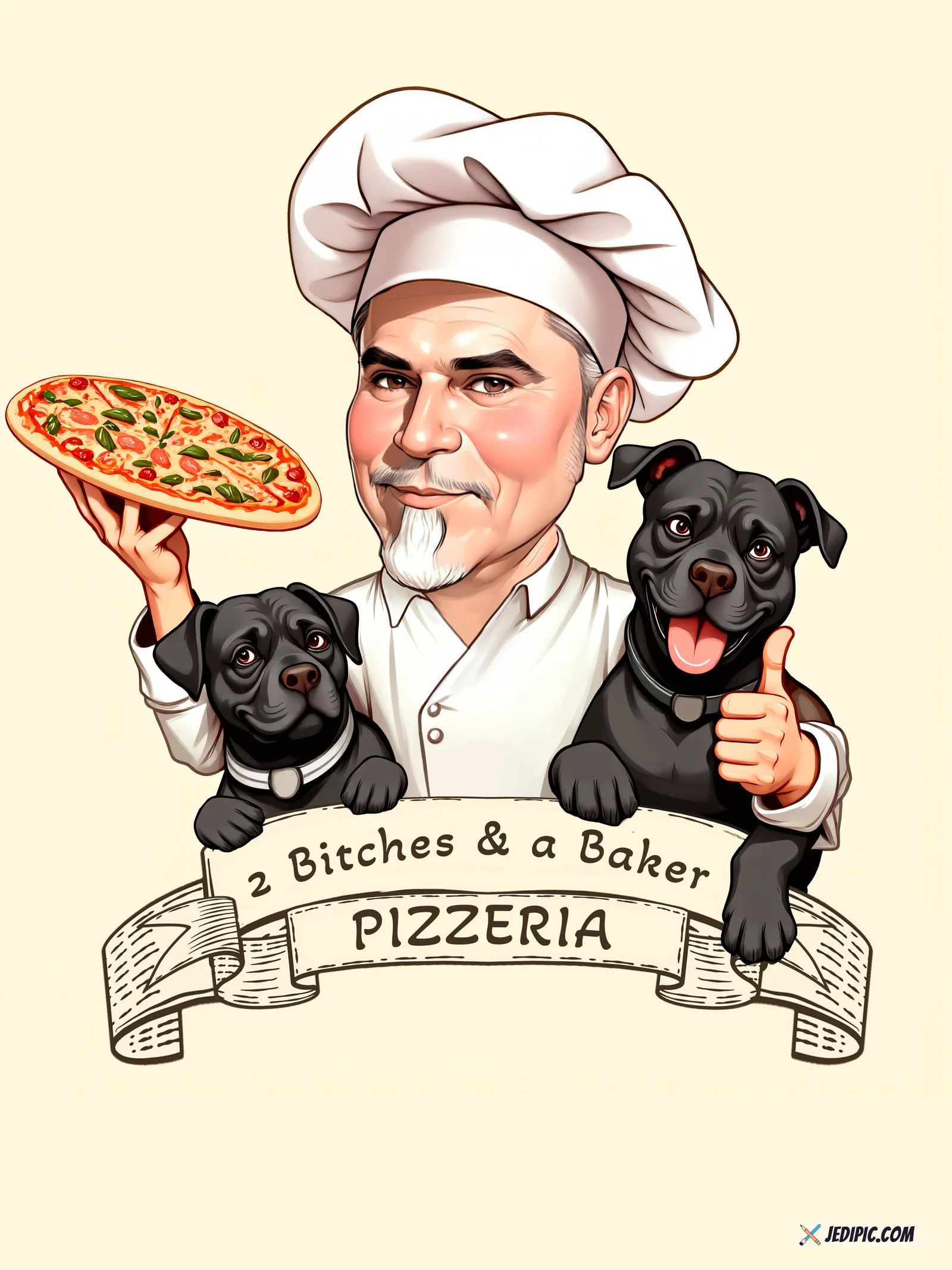 Custom Pet Lover Caricature from Photo — Human and Fur Baby Duo Portrait Personalized Gift