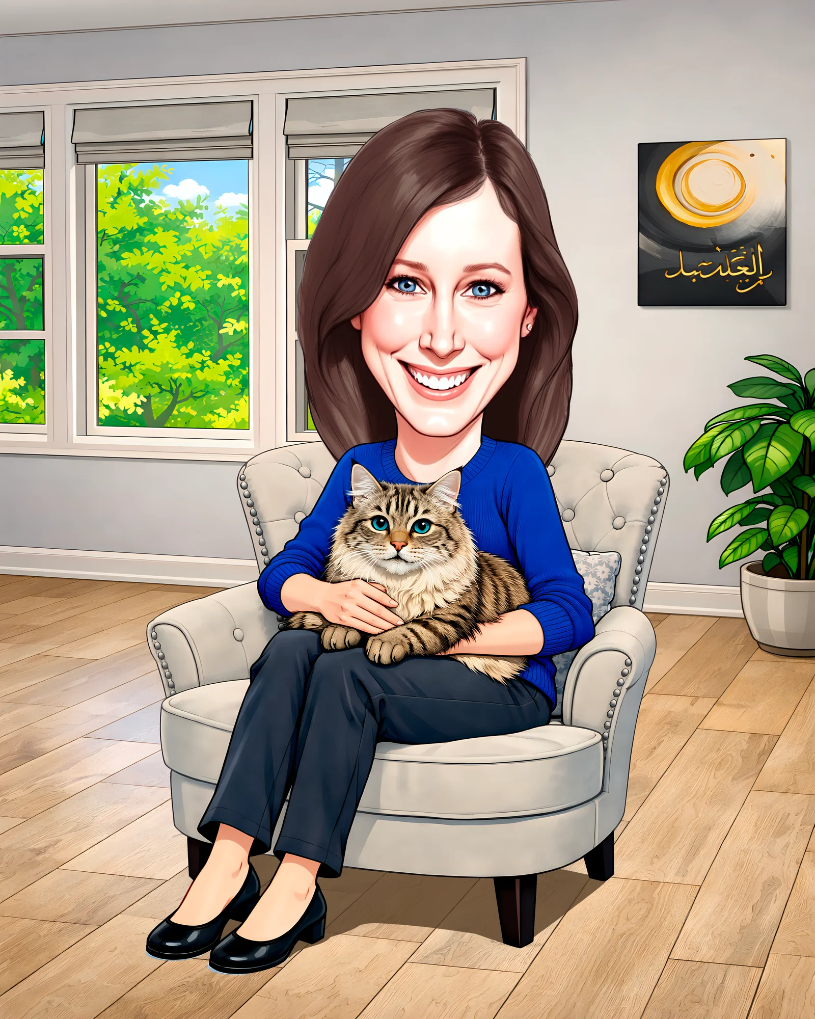 Custom Pet and Owner Caricature from Photo — Best Friend Bond Portrait Personalized Gift (Variant 2)