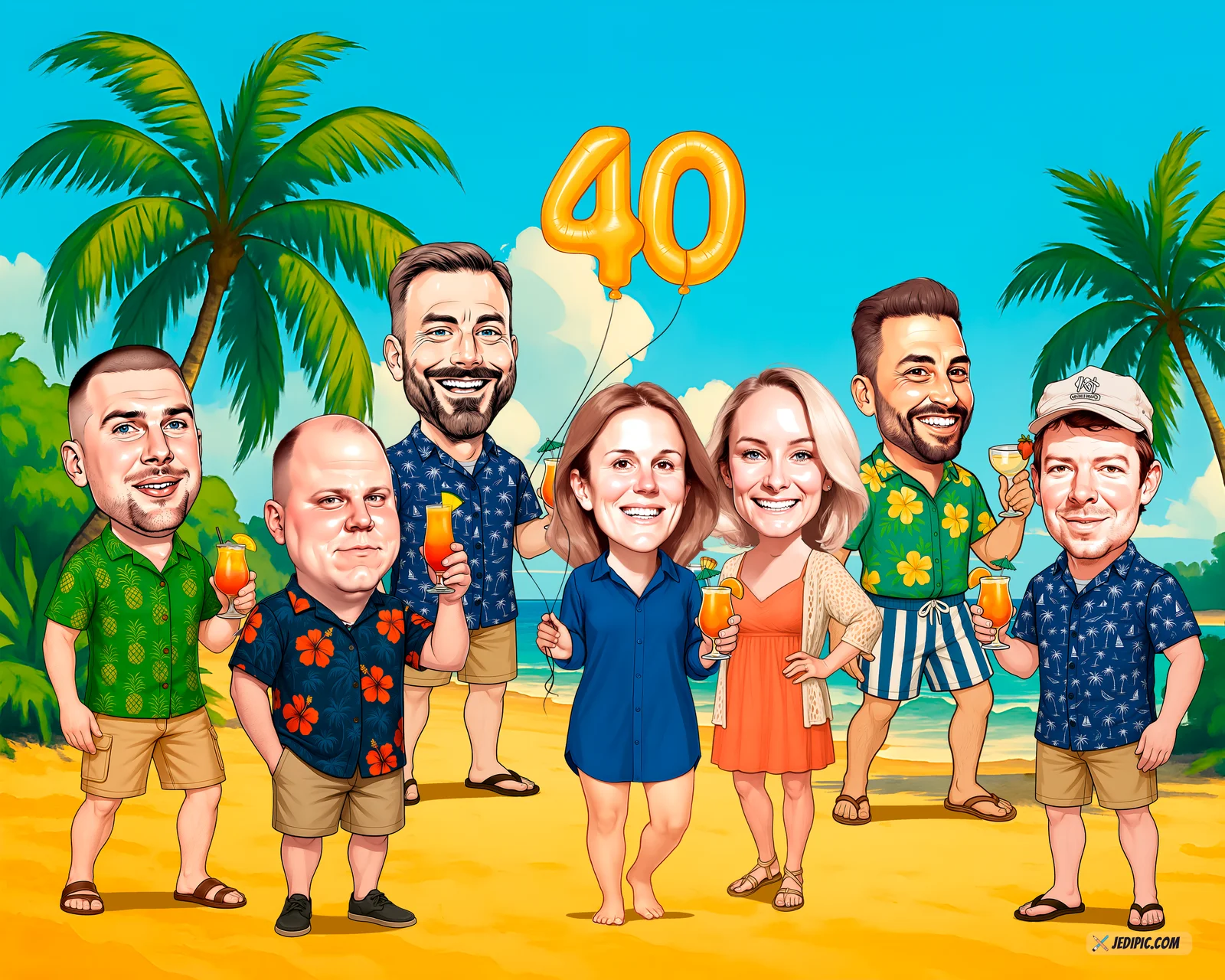 Custom Birthday Caricature from Photo — Birthday Star Cartoon Portrait Personalized Milestone Gift