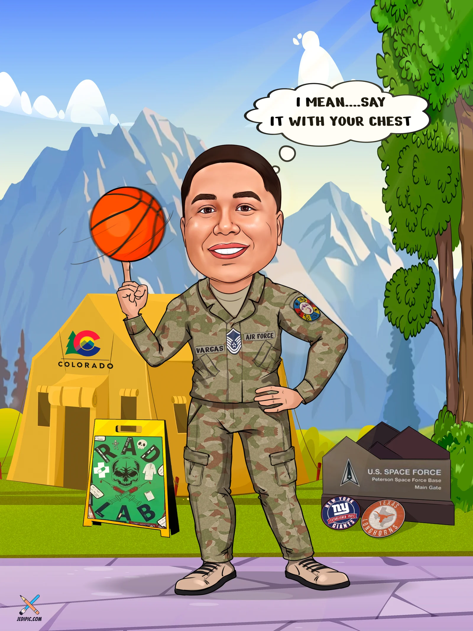 Custom Air Force Pilot Caricature from Photo — Airman Cartoon Portrait Personalized Military Gift