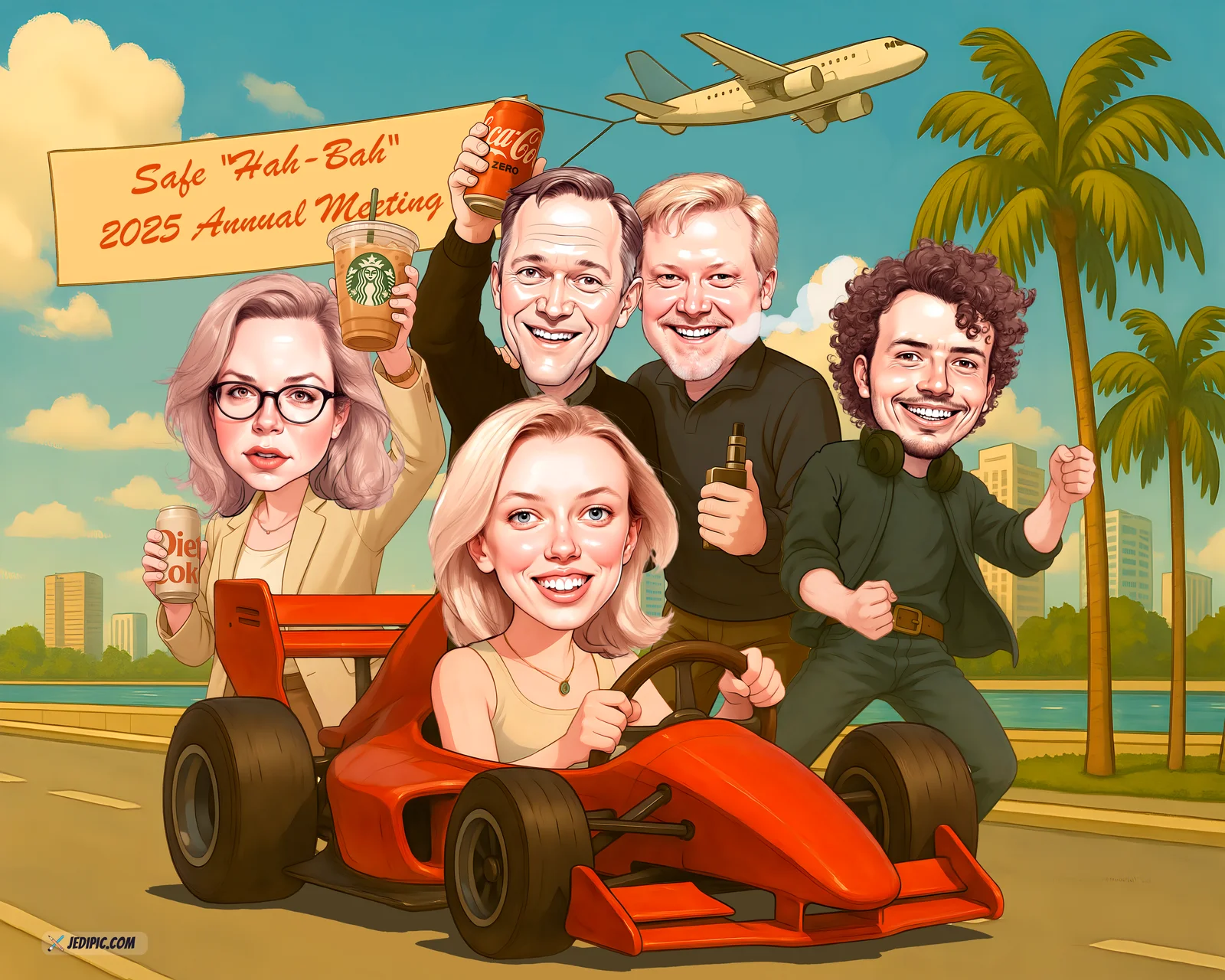 Custom Team Caricature from Photo — Office Culture Cartoon Group Portrait Personalized Gift