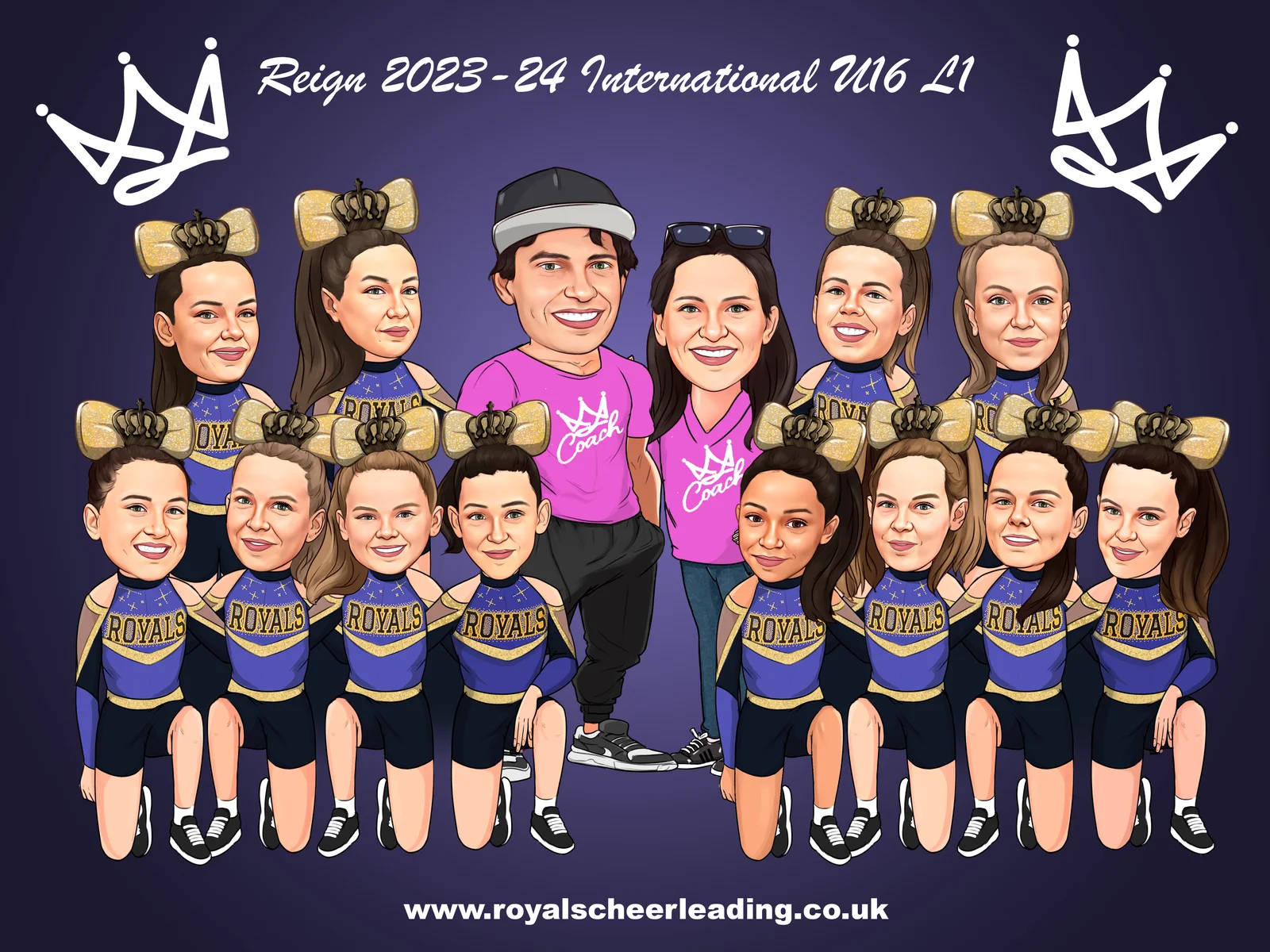 Custom Sports Squad Caricature from Photo — Athletic Team Cartoon Portrait Personalized Gift