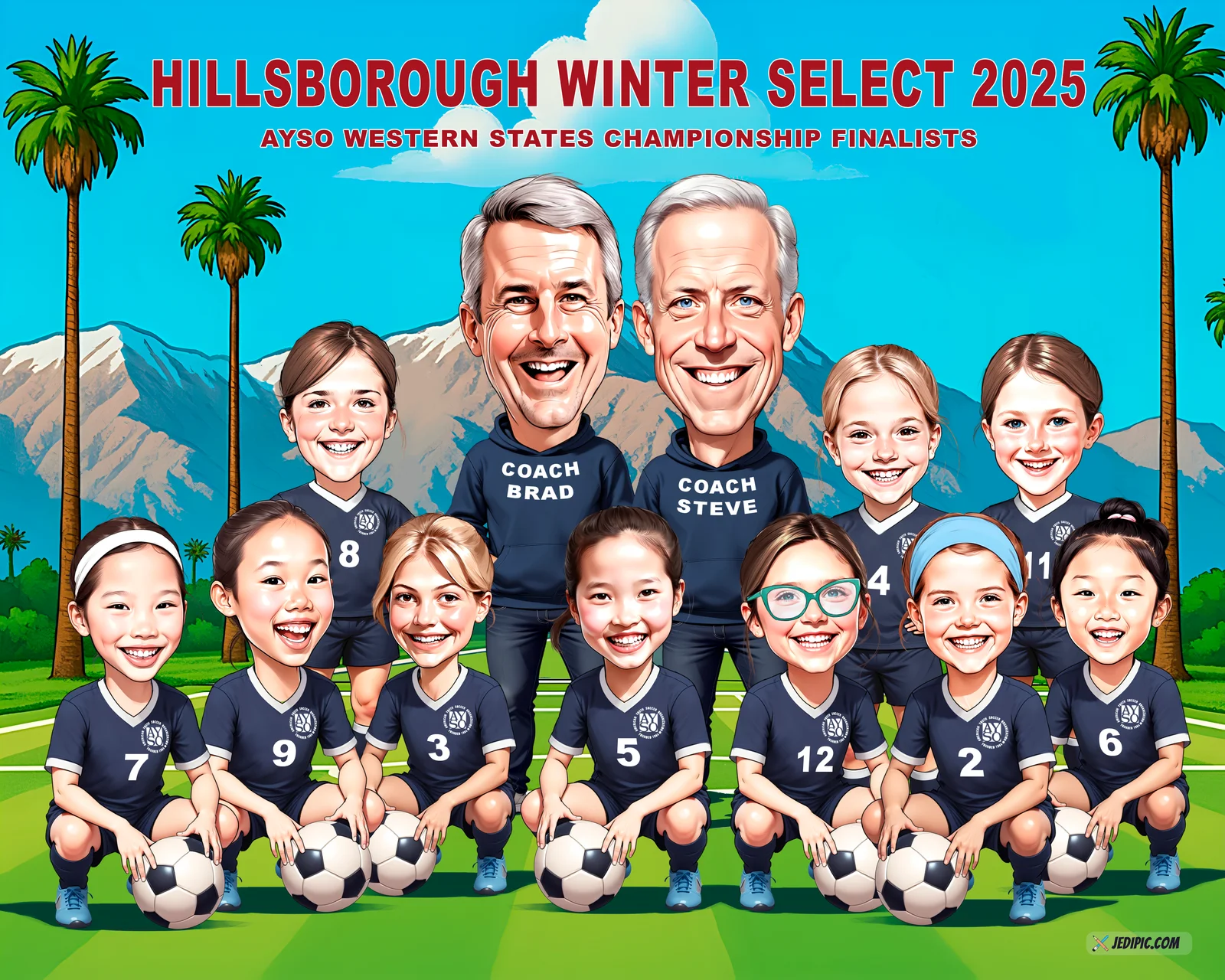 Custom Soccer Player Caricature from Photo — Football Cartoon Portrait Personalized Team Gift