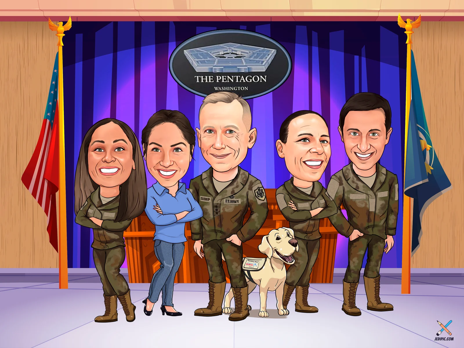 Custom Military Service Caricature from Photo — Retirement Ceremony Military Gift