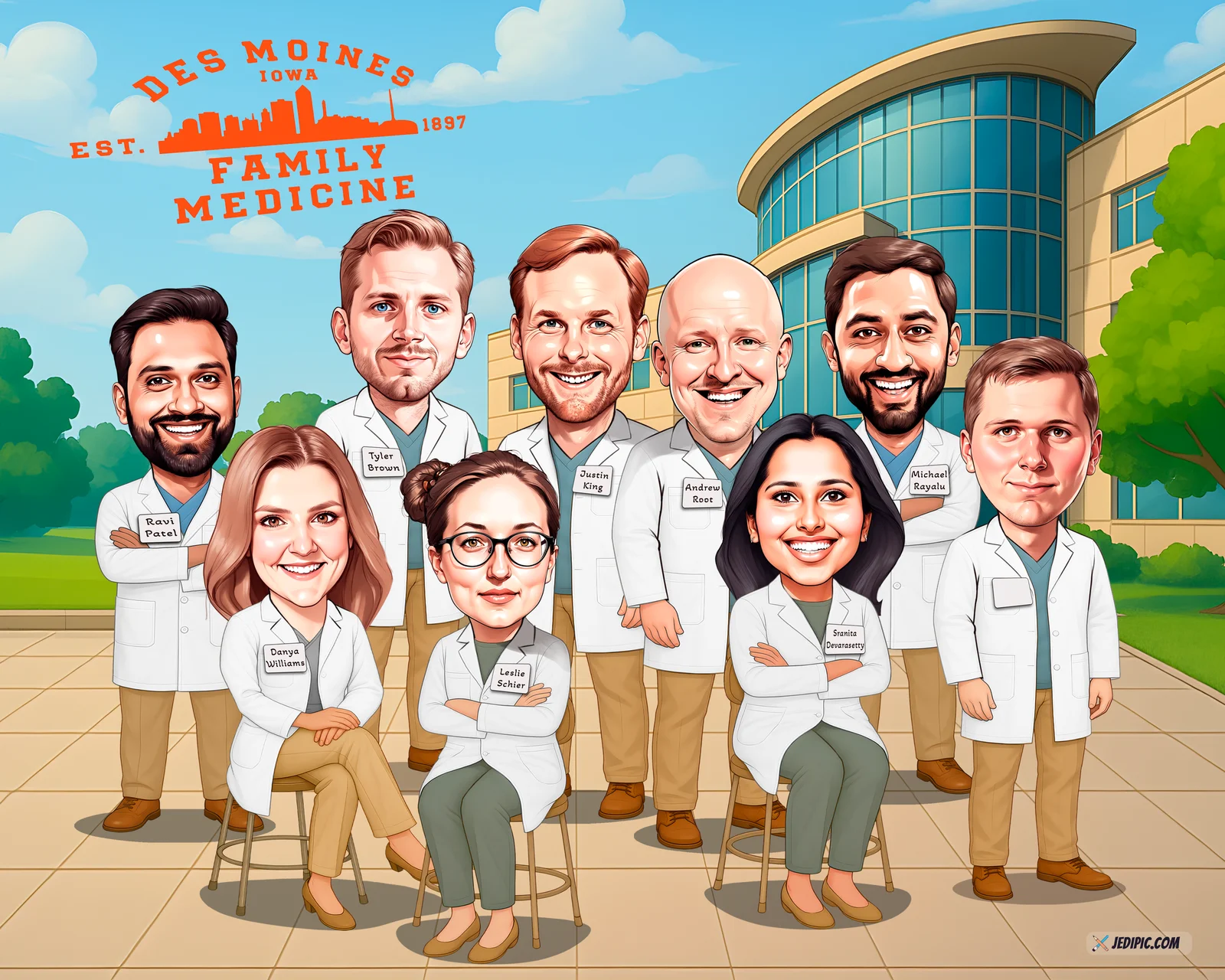 Custom Doctor Caricature from Photo — Match Day Milestone Med Gift