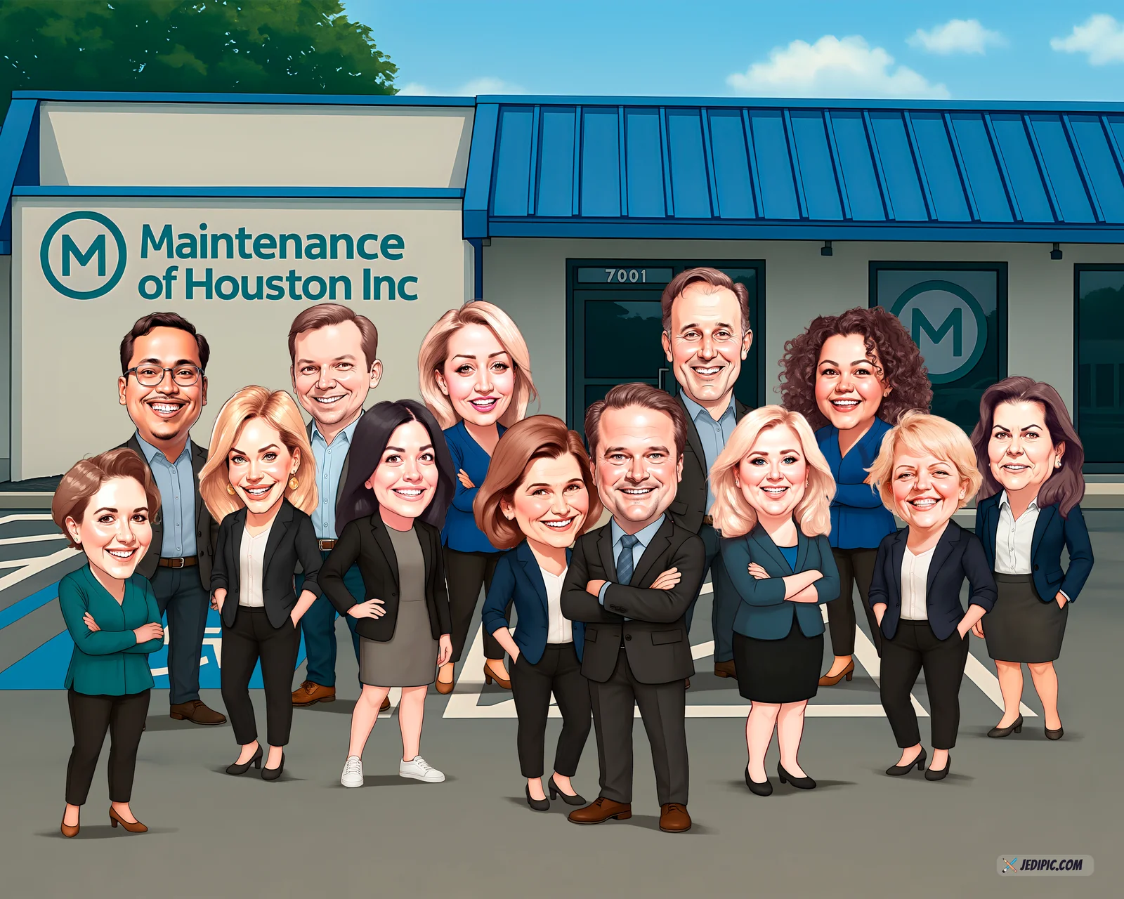 Custom Corporate Team Caricature from Photo — Annual Offsite Group Corporate Gift