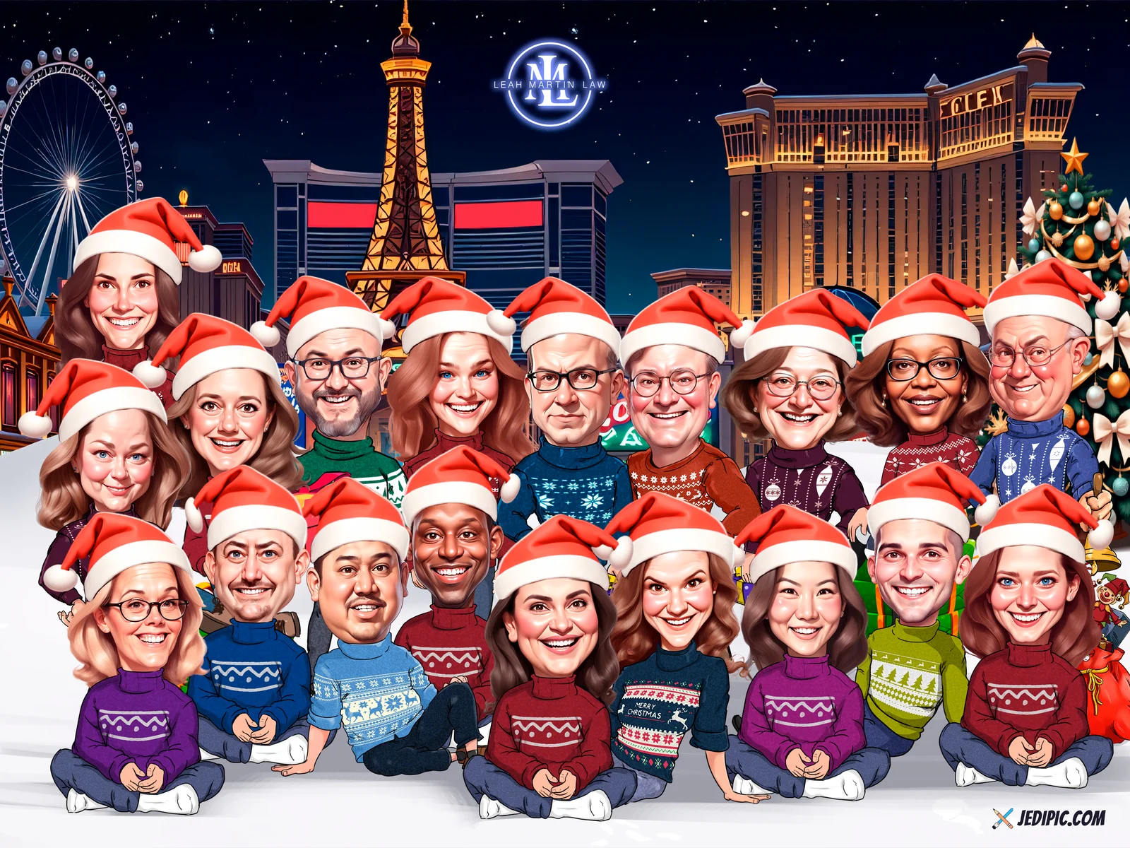Custom Corporate Team Caricature from Photo — Startup Founders Lineup Corporate Gift