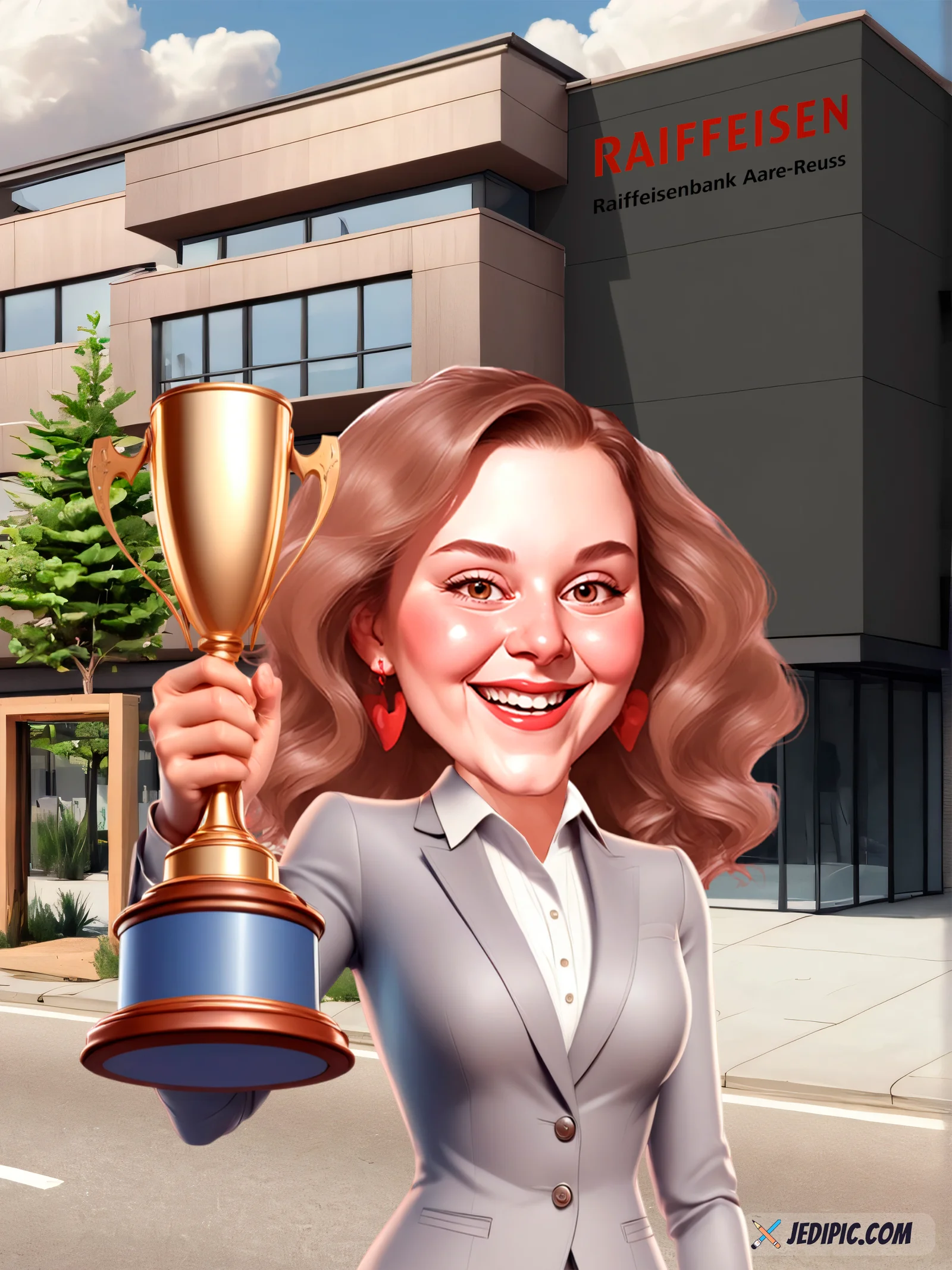 Custom Portrait Caricature from Photo — Coffee Lover Morning Birthday Gift — Design 2