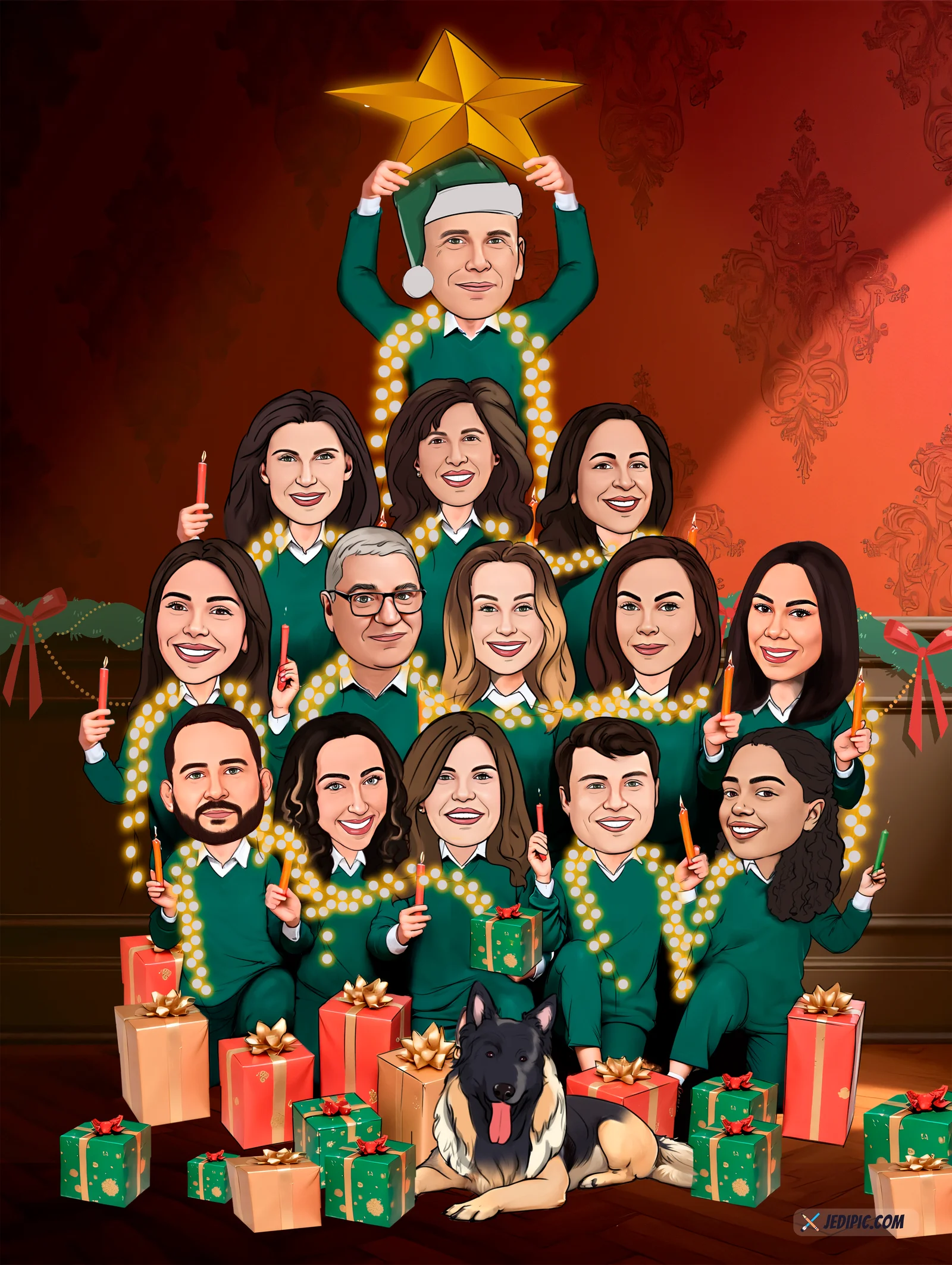 Custom Corporate Team Caricature from Photo — Leadership Group Portrait Corporate Gift