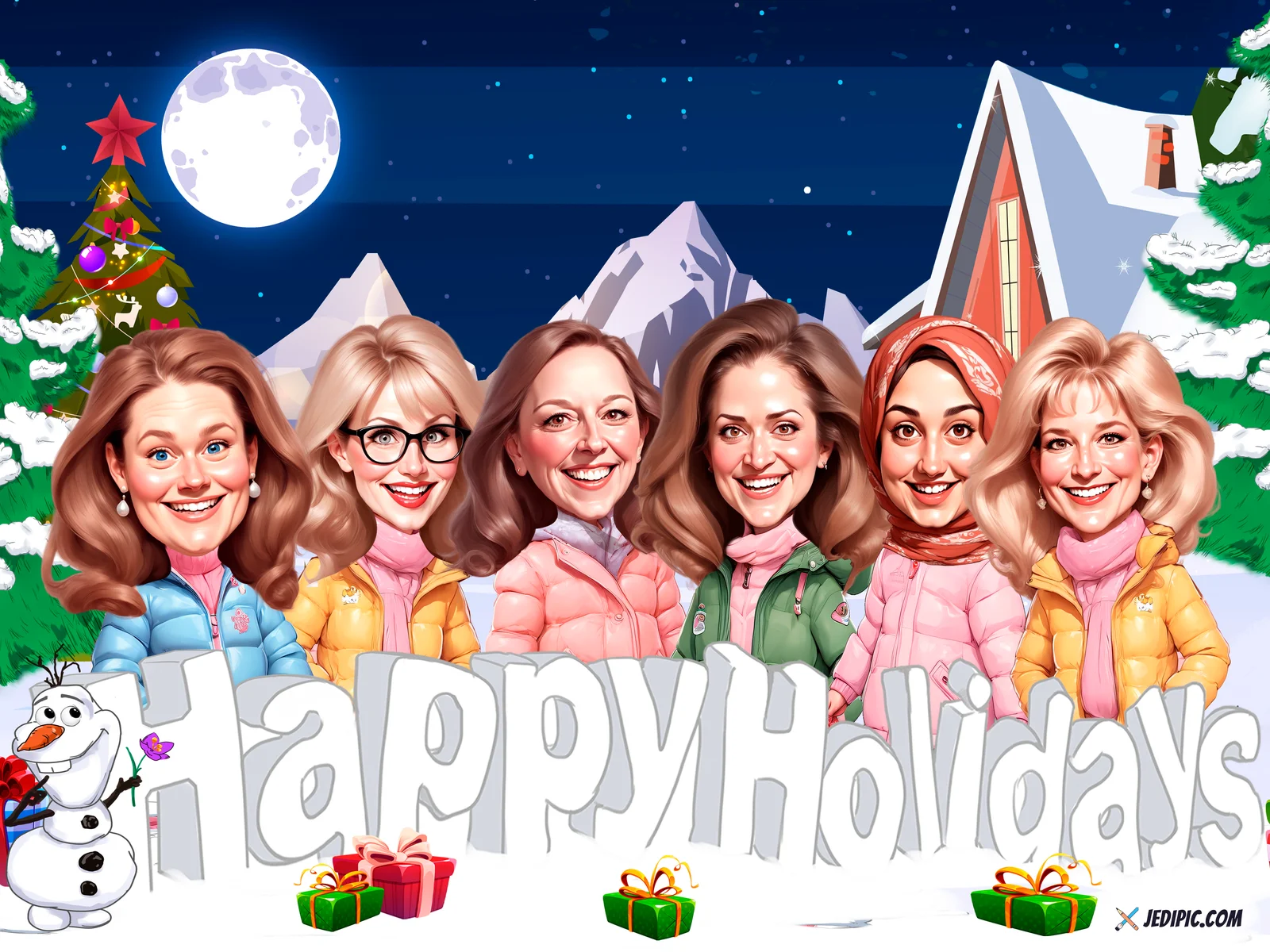 Custom Friend Group Caricature from Photo — Best Friends Night Out Friendship Gift — Design 2