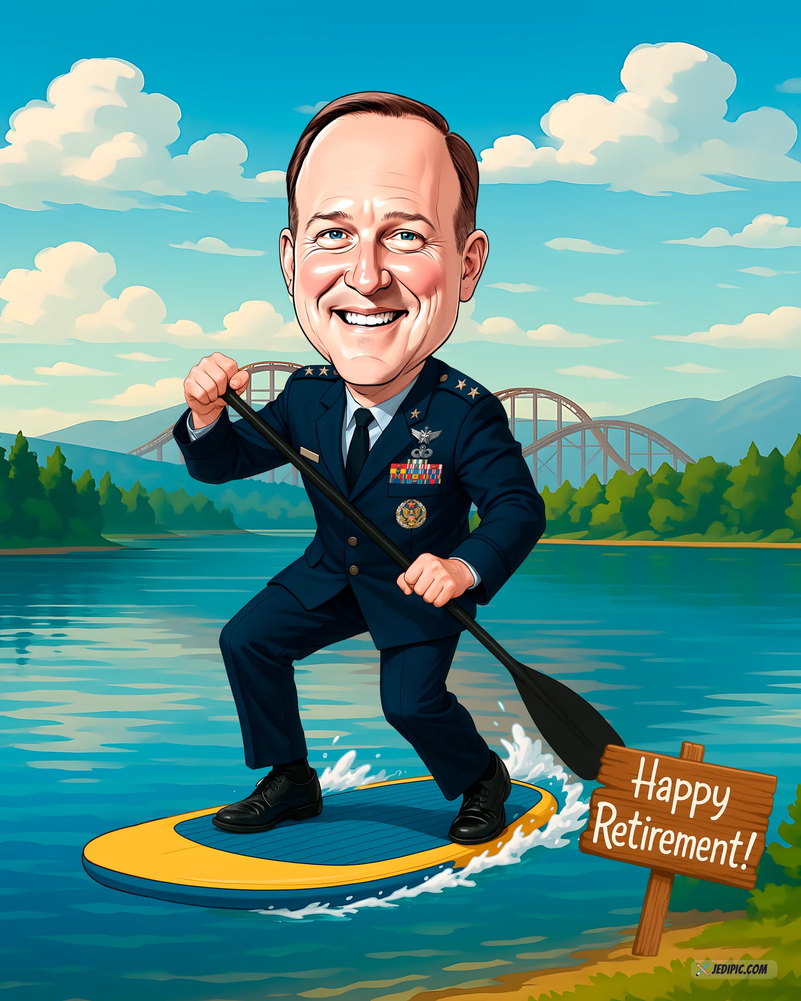 Custom Retirement Portrait Caricature from Photo — Gold Watch Moment Retirement Gift