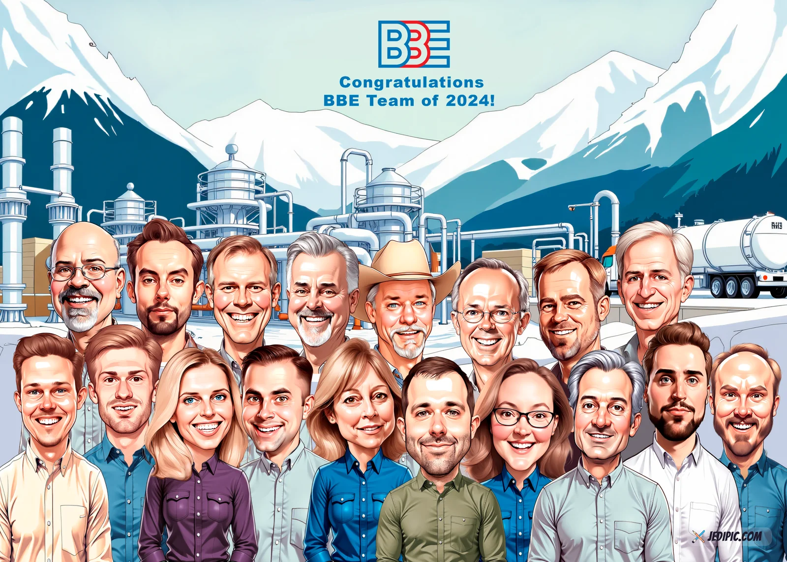 Custom Corporate Team Caricature from Photo — Partners Group Portrait Corporate Gift