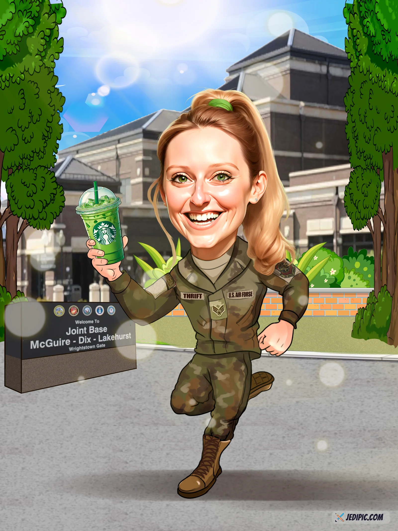 Custom Air Force Pilot Caricature from Photo — Flight Suit Portrait Air Gift
