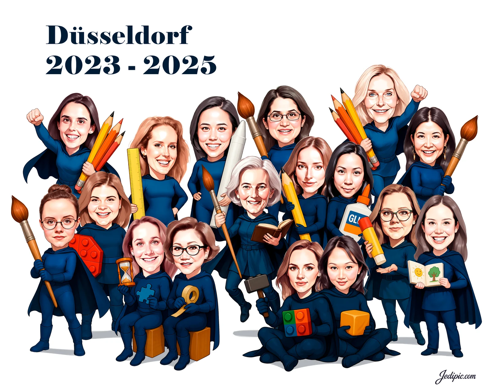 Custom Corporate Team Caricature from Photo — Field Ops Crew Corporate Gift — Design 2