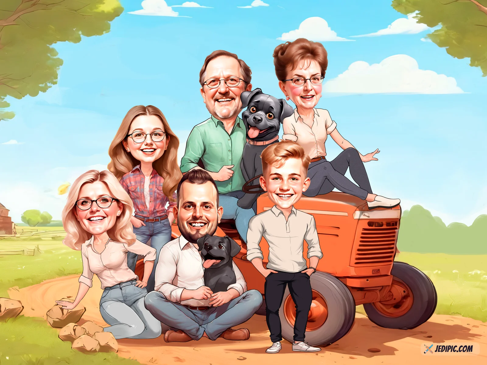 Custom Family Caricature from Photo — Front Porch Family Family Gift