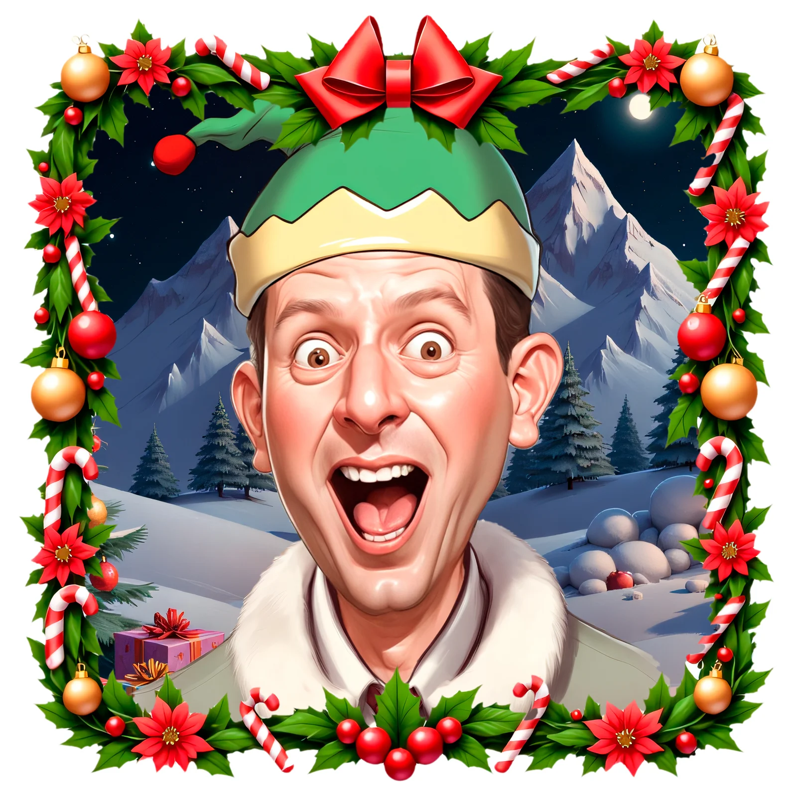 Custom Christmas Portrait Caricature from Photo — Ugly Sweater Party Christmas Gift