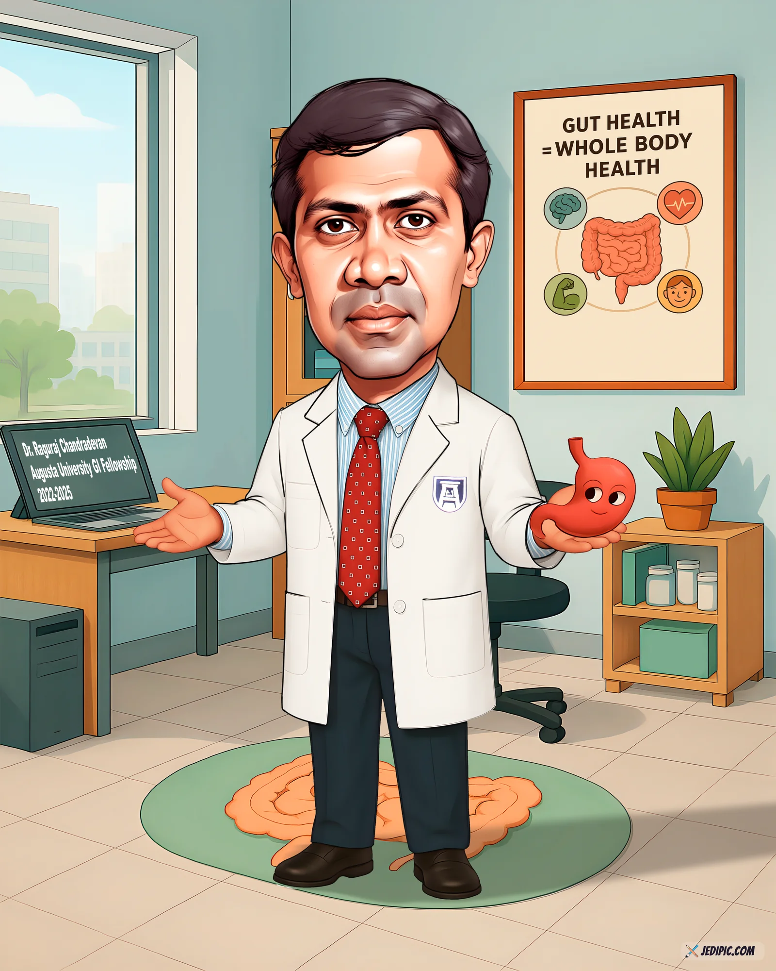Custom Doctor Caricature from Photo — Hospital Rounds Ready Med Gift