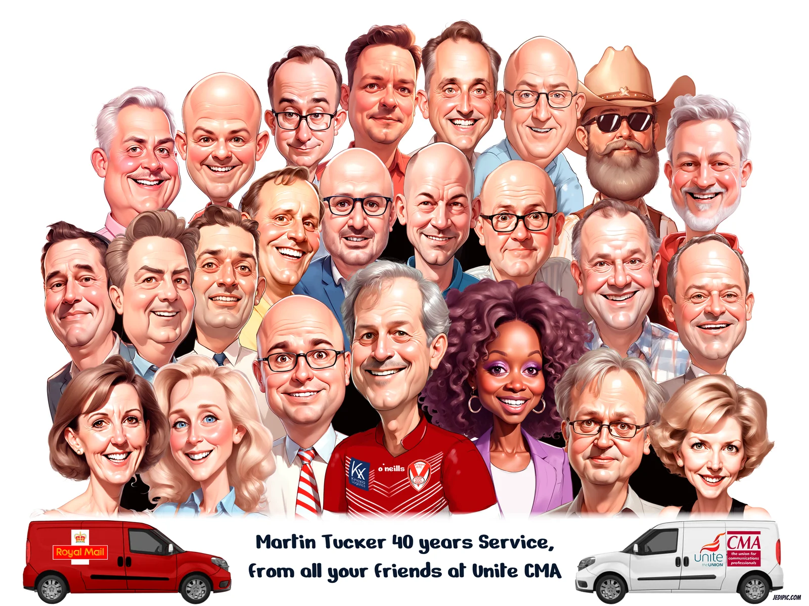 Custom Retirement Portrait Caricature from Photo — Final Day at Desk Retirement Gift