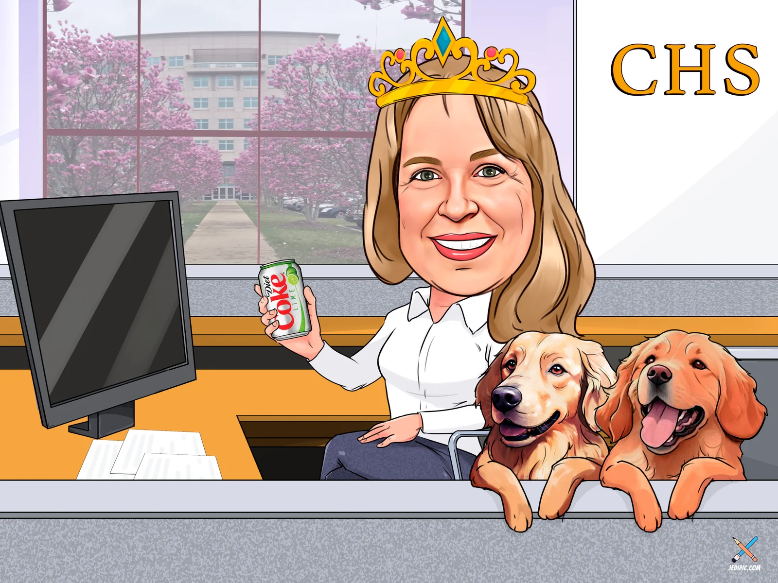 Custom Pet and Owner Caricature from Photo — Dog Lap Couch Portrait Pet Gift