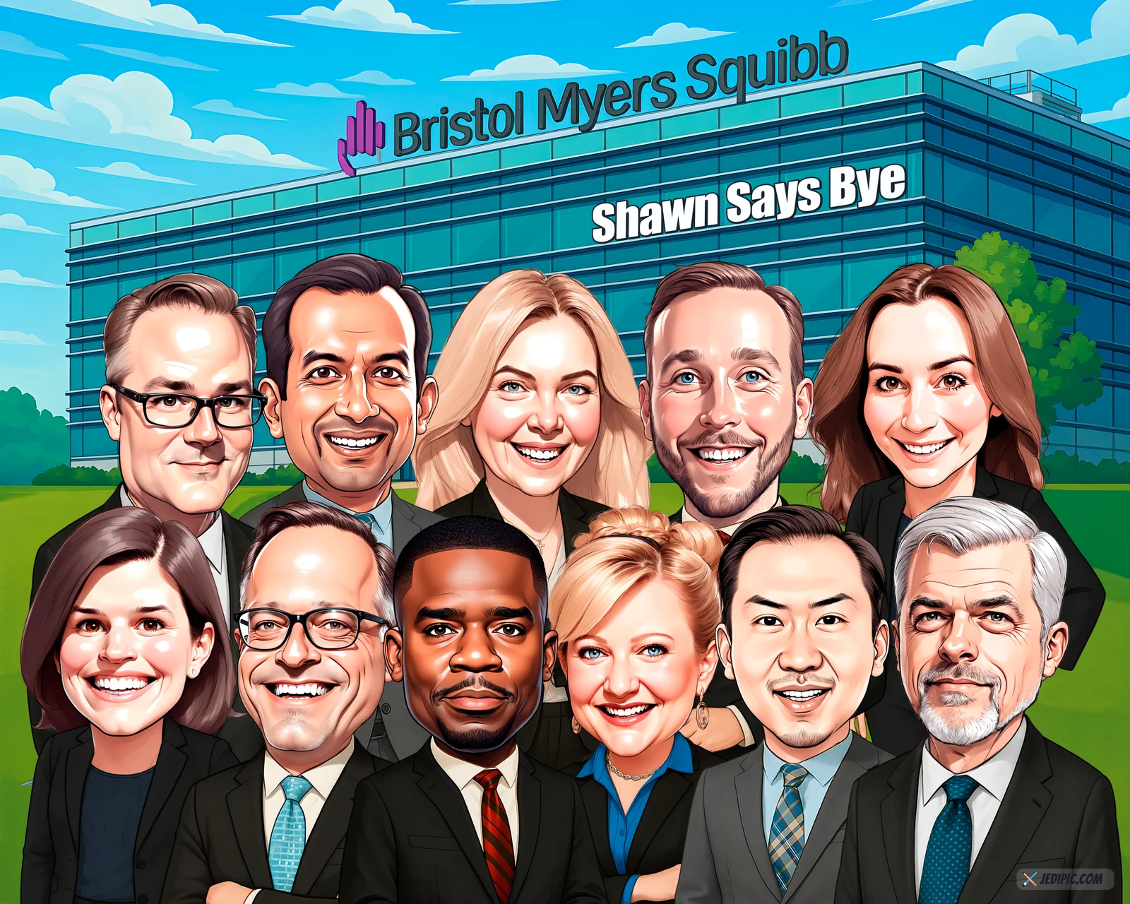 Custom Corporate Team Caricature from Photo — Field Ops Crew Corporate Gift — Design 3