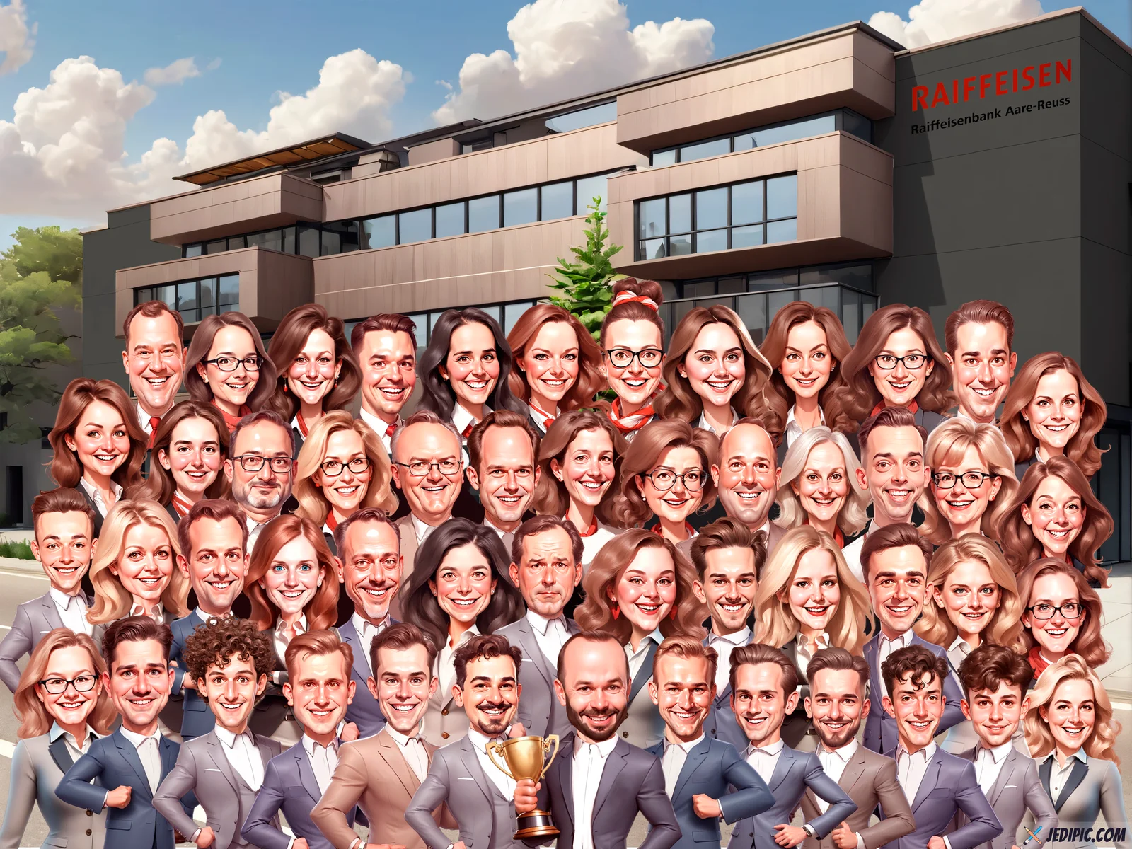 Custom Corporate Team Caricature from Photo — Startup Founders Lineup Corporate Gift — Design 2