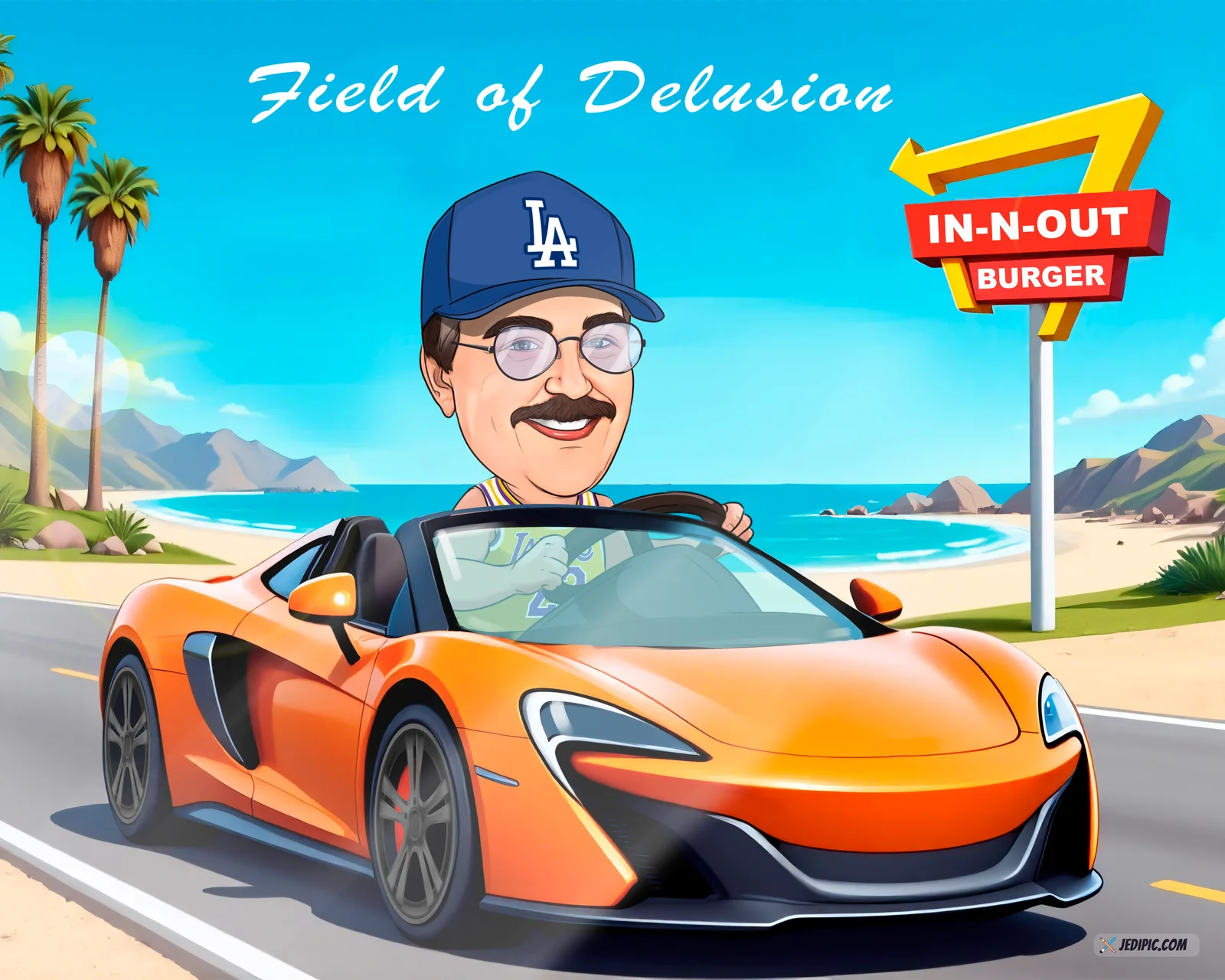 Custom Car and Driver Caricature from Photo — Car Meet Portrait Car Gift