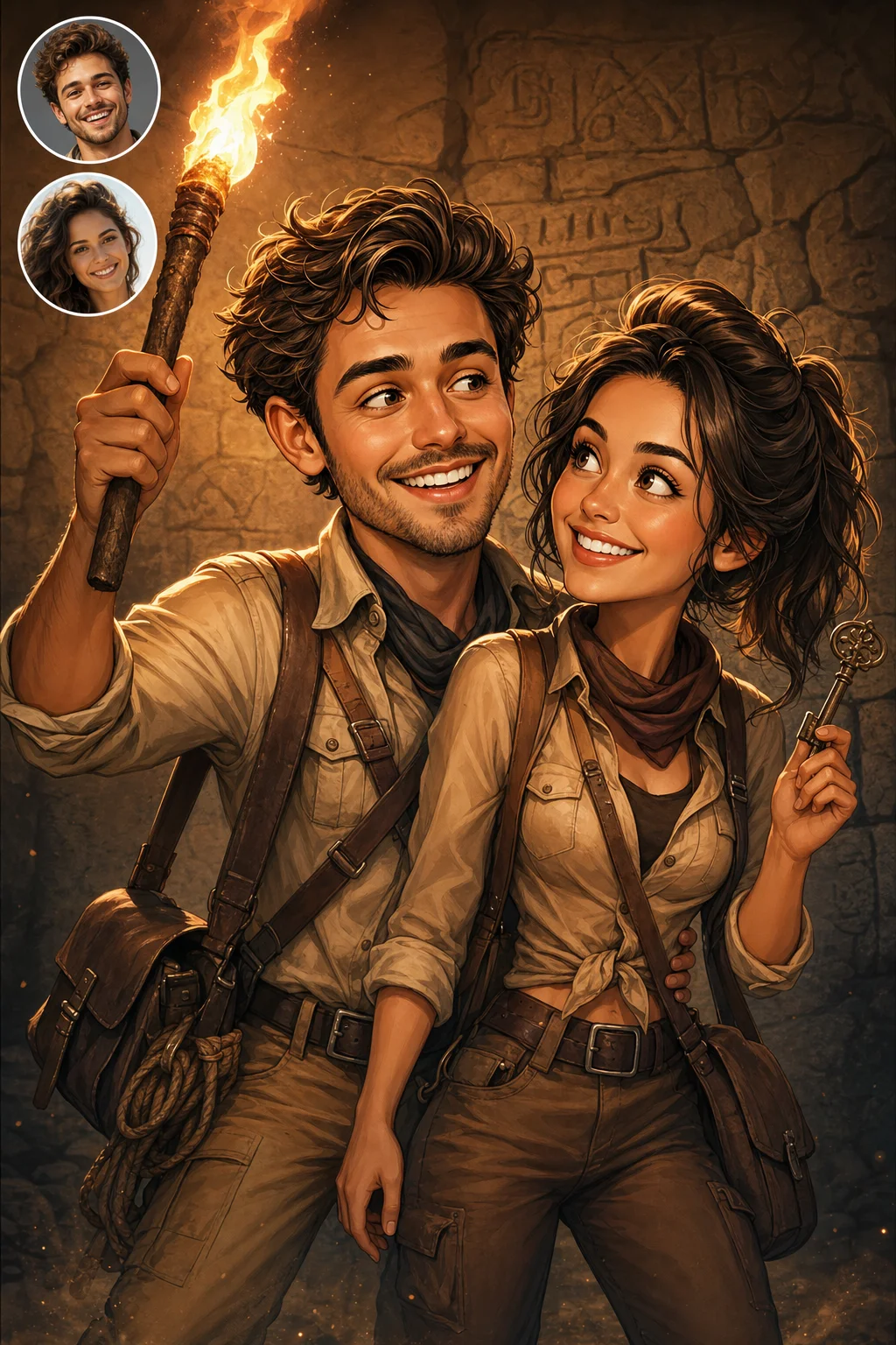 Custom Couple Portrait Caricature from Photo — Signature Couple Pose Anniversary Gift