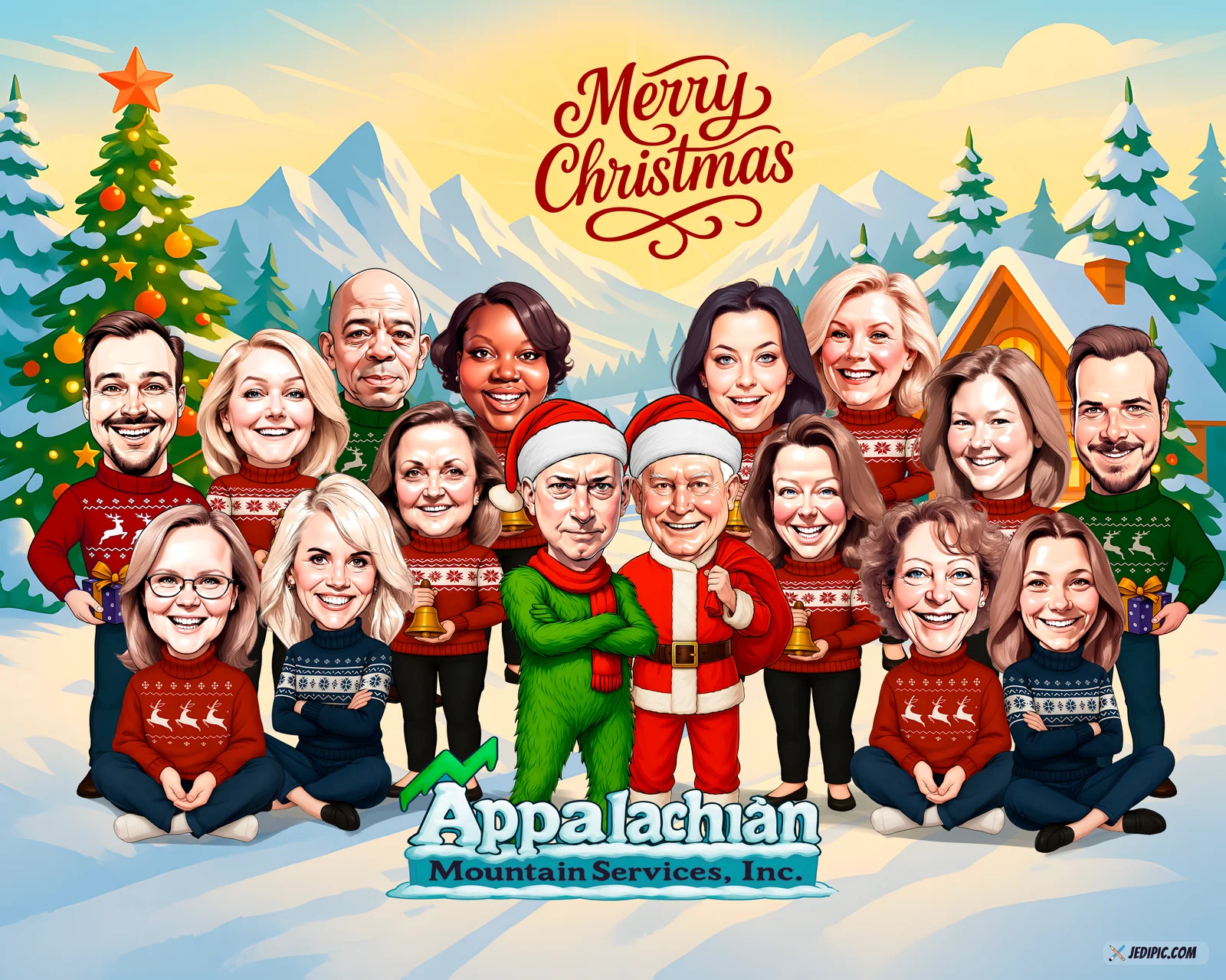 Custom Corporate Team Caricature from Photo — Boardroom Group Portrait Corporate Gift