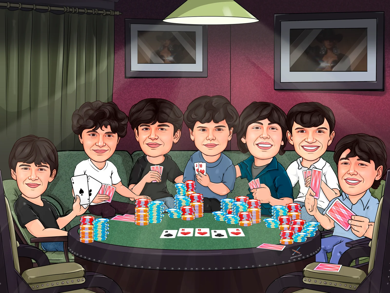 Custom Friends Group Caricature from Photo - Best Friends Night Out Birthday Gift